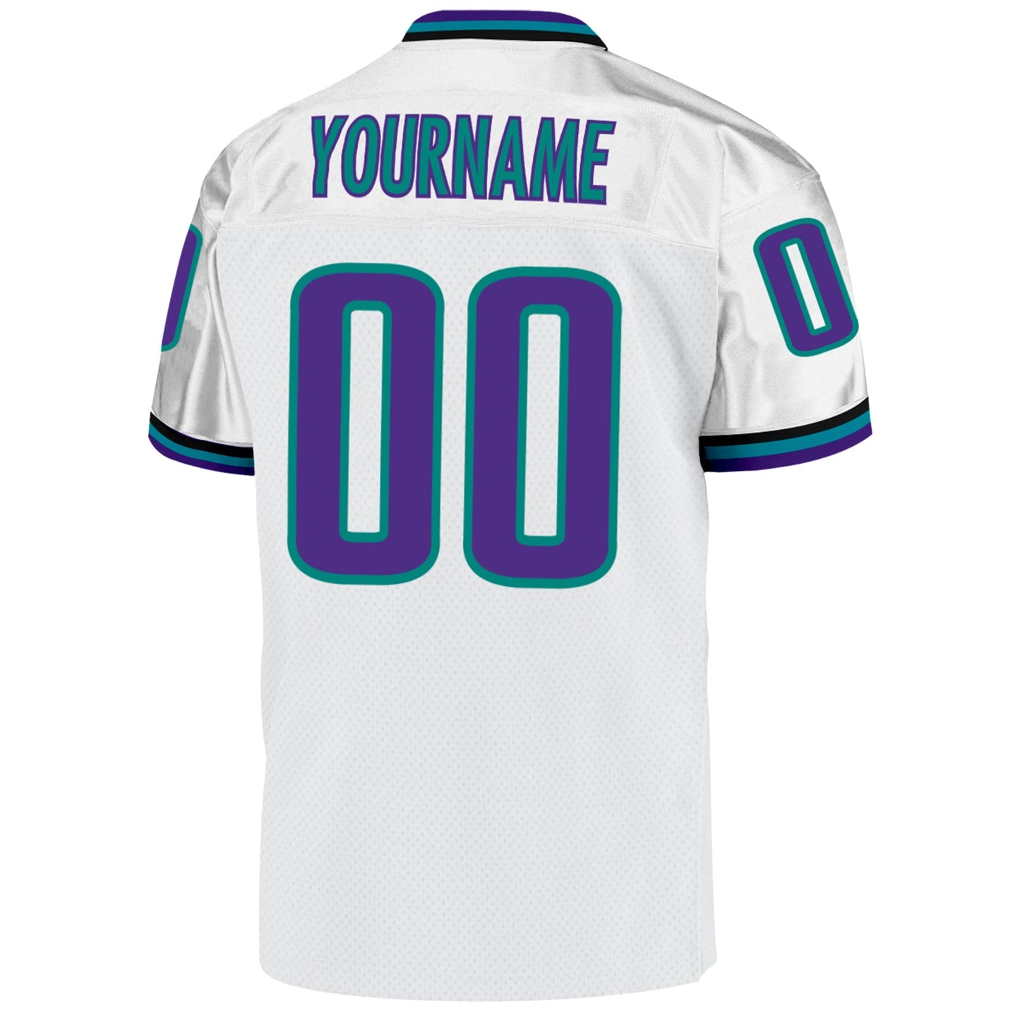 Custom White Purple-Aqua Mesh Authentic Throwback Football Jersey view 3