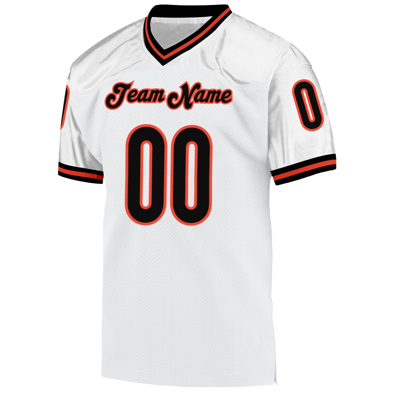 Custom White Black-Orange Mesh Authentic Throwback Football Jersey view 2
