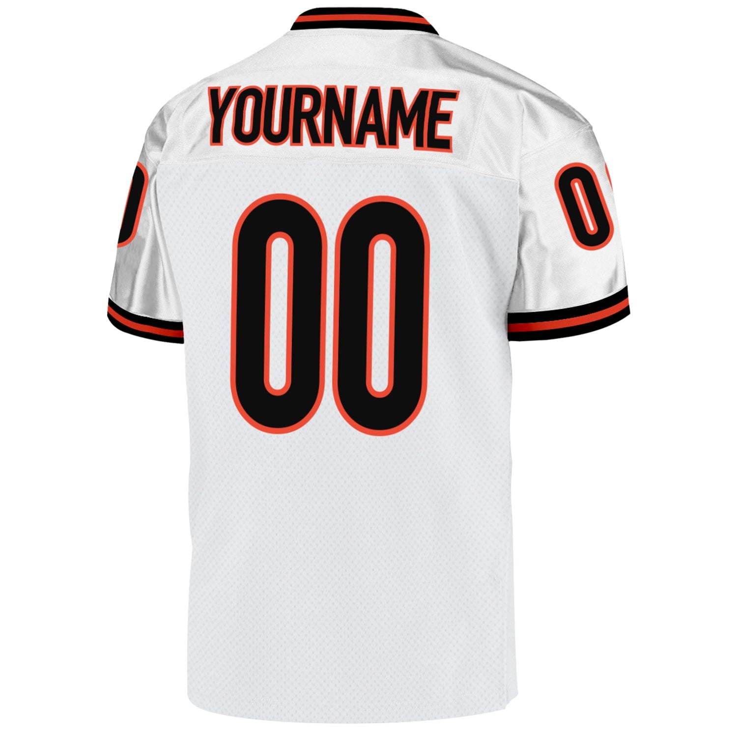 Custom White Black-Orange Mesh Authentic Throwback Football Jersey view 3