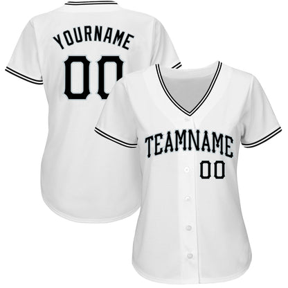Custom White Black-Silver Authentic Baseball Jersey view 2