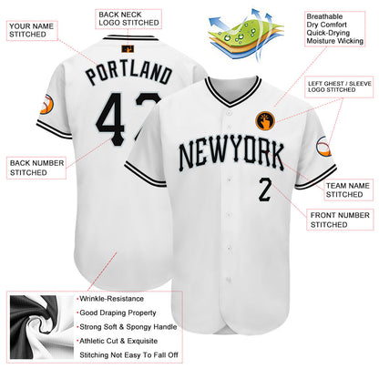 Custom White Black-Silver Authentic Baseball Jersey view 3
