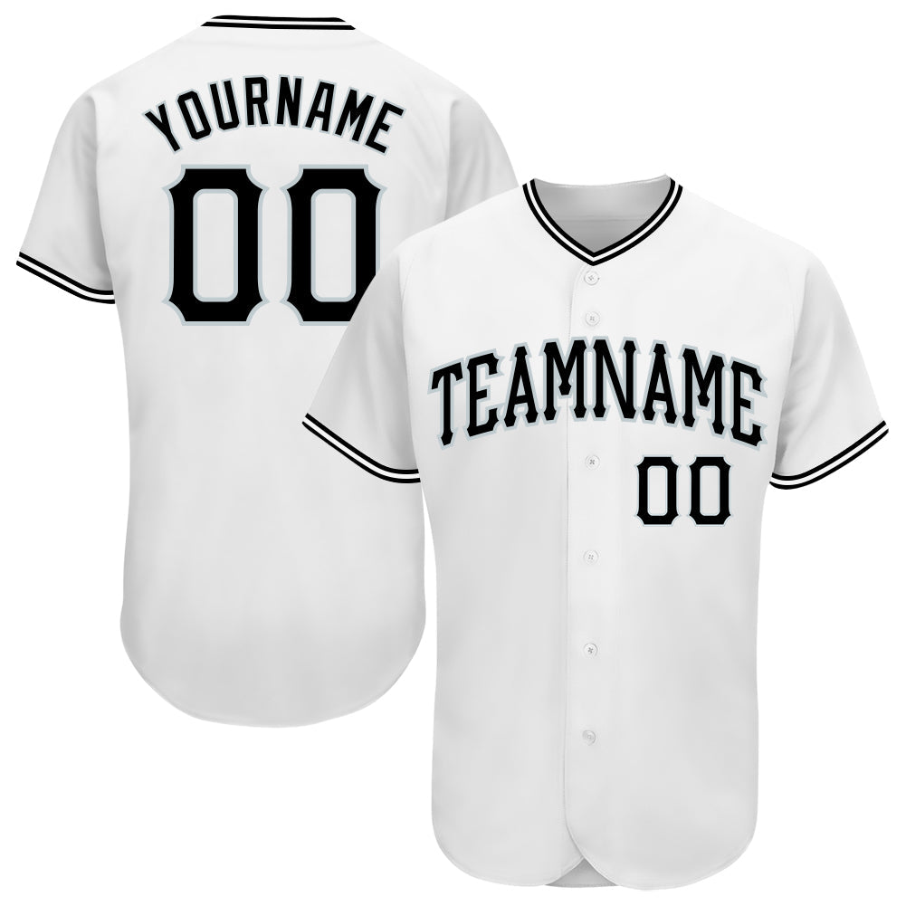 Custom White Black-Silver Authentic Baseball Jersey - Main View