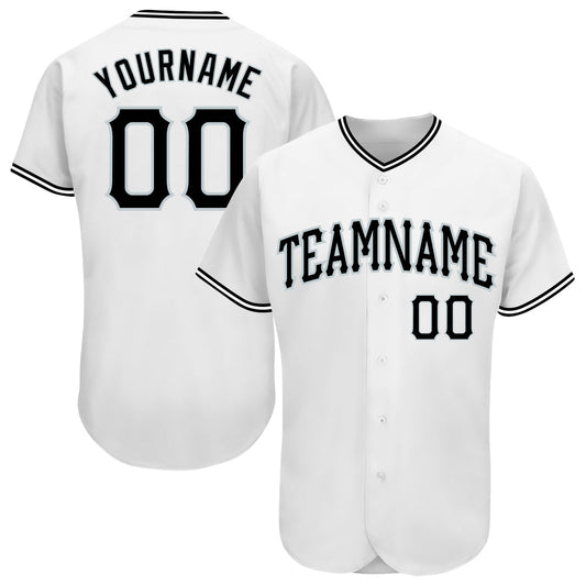 Custom White Black-Silver Authentic Baseball Jersey - Main View
