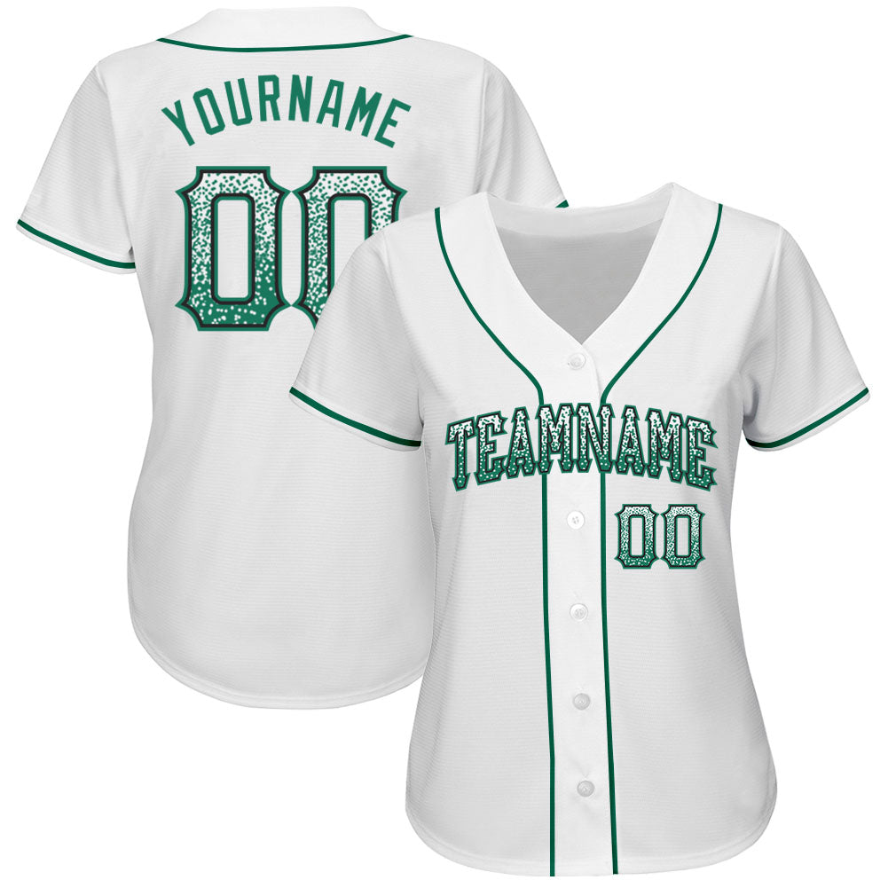 Custom White Kelly Green-Black Authentic Drift Fashion Baseball Jersey view 2