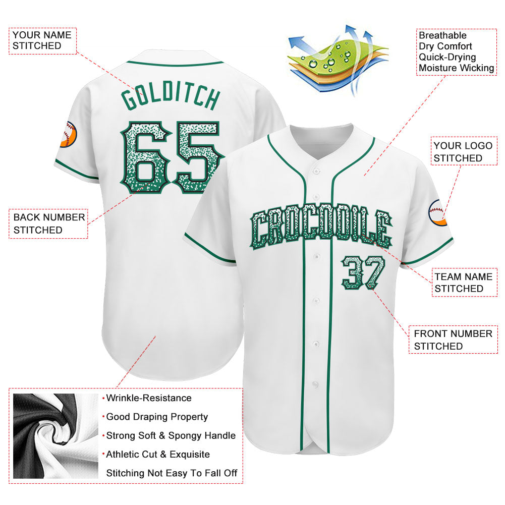 Custom White Kelly Green-Black Authentic Drift Fashion Baseball Jersey view 3