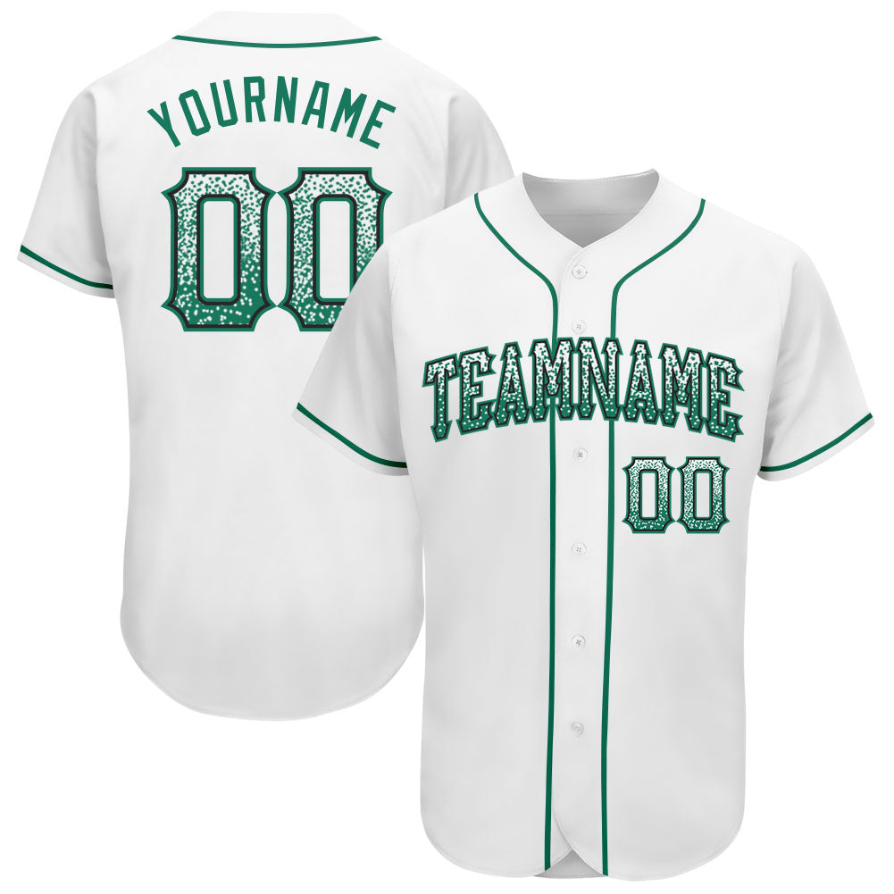 Custom White Kelly Green-Black Authentic Drift Fashion Baseball Jersey - Main View