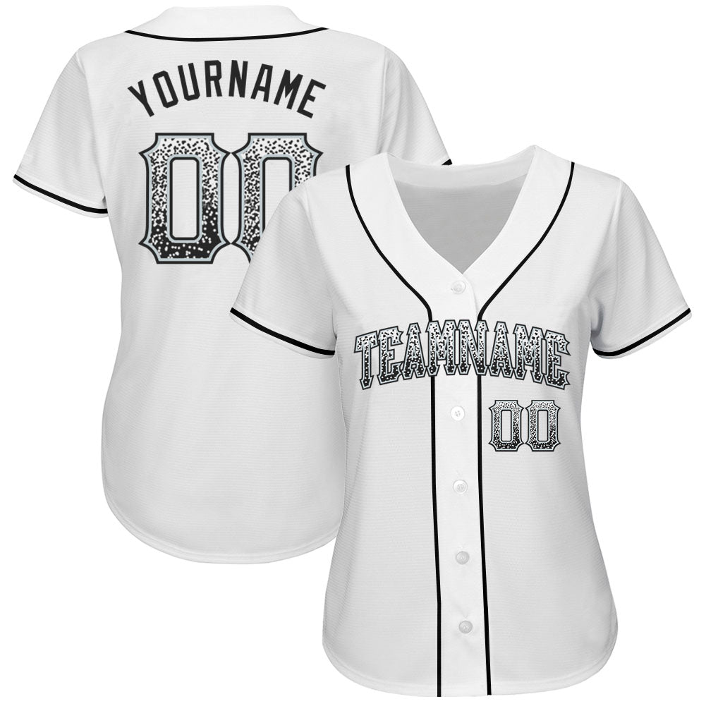 Custom White Black-Silver Authentic Drift Fashion Baseball Jersey view 2
