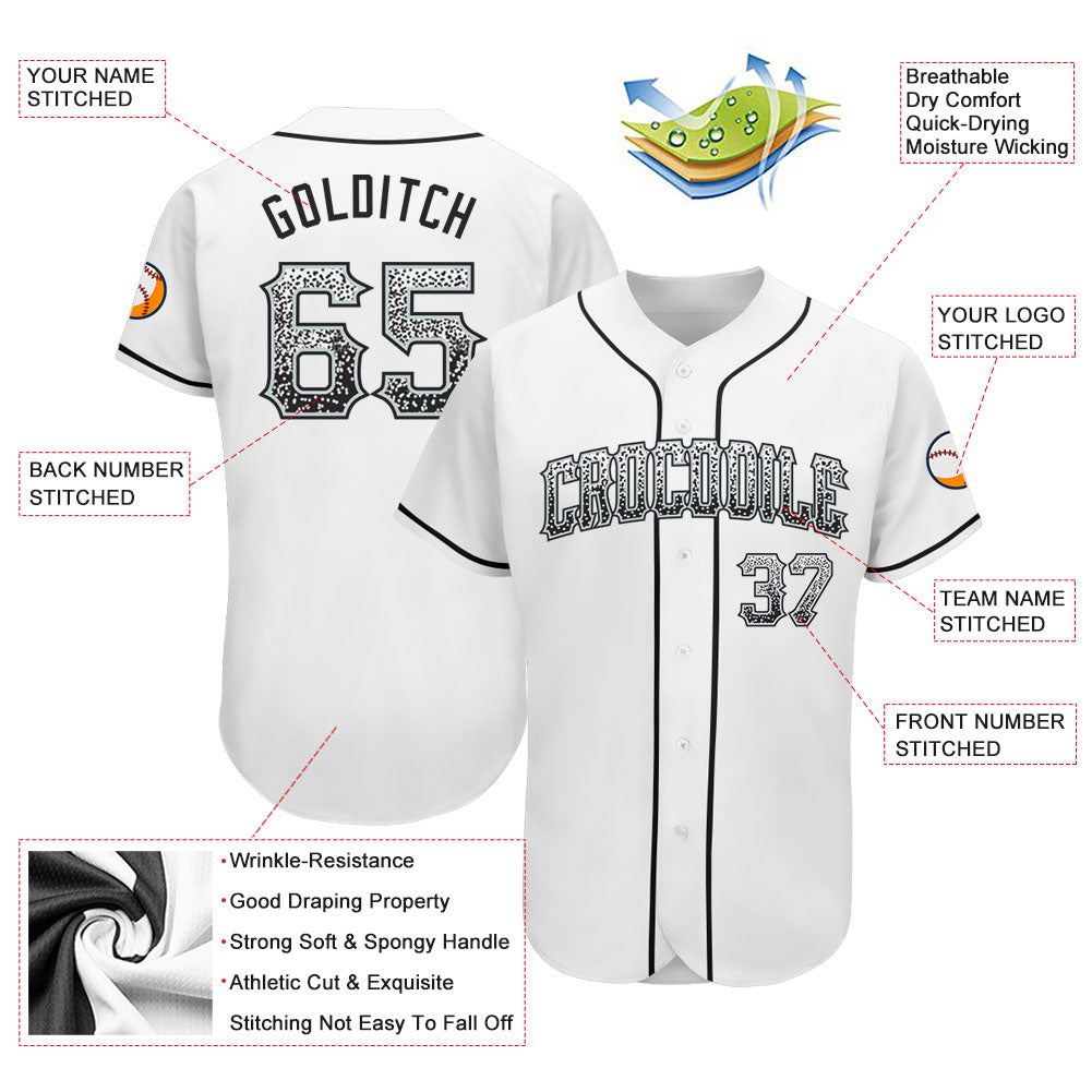 Custom White Black-Silver Authentic Drift Fashion Baseball Jersey view 3