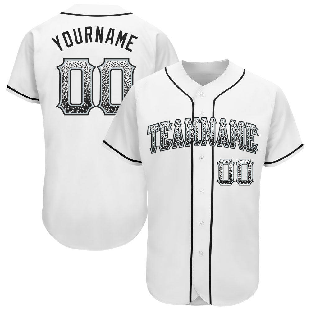 Custom White Black-Silver Authentic Drift Fashion Baseball Jersey - Main View
