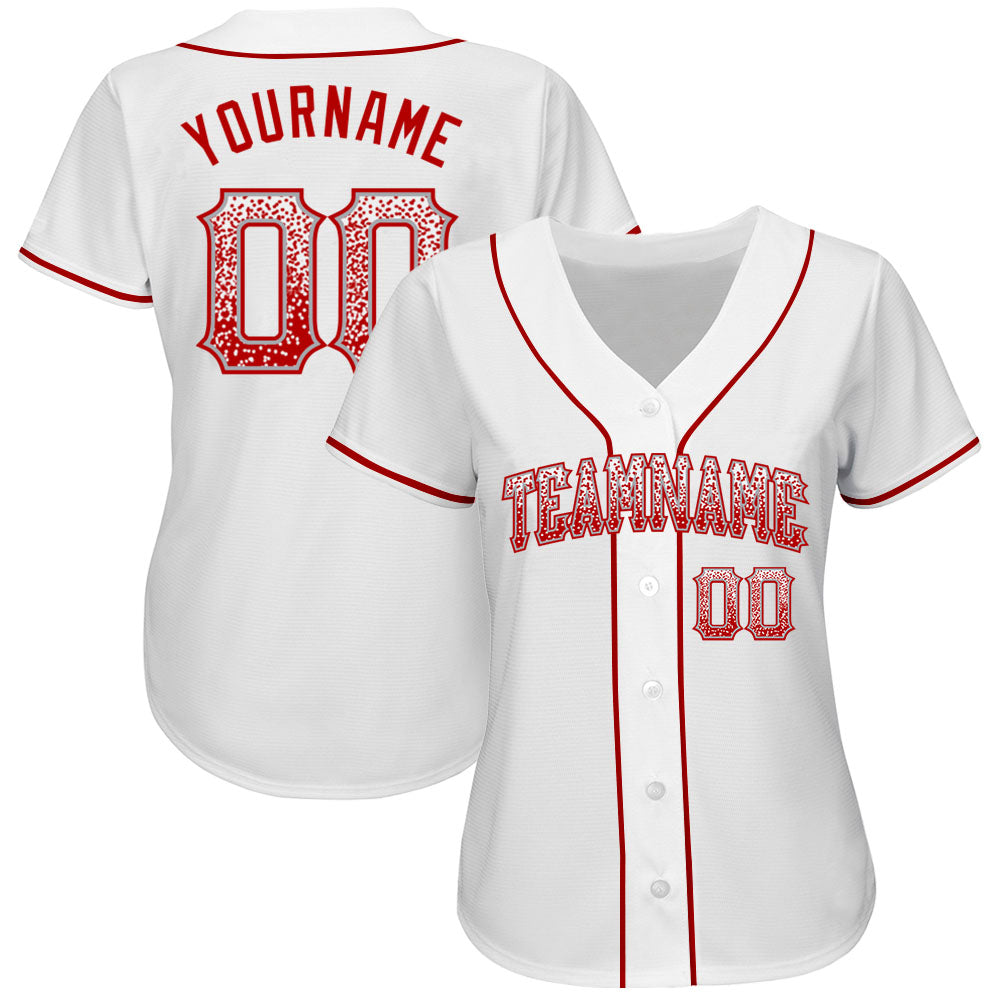 Custom White Red-Gray Authentic Drift Fashion Baseball Jersey view 2