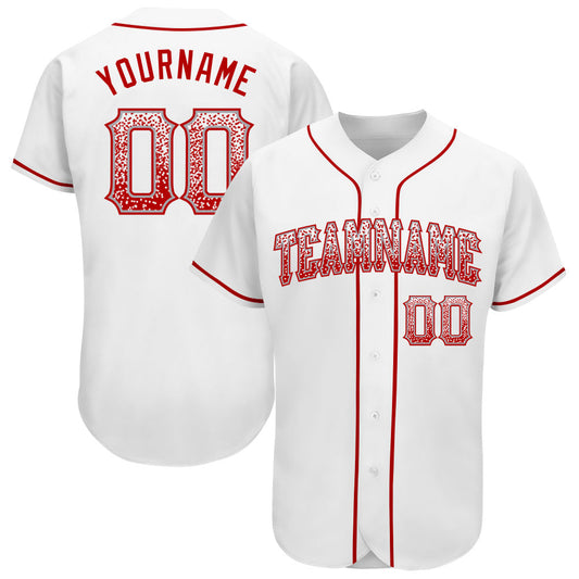 Custom White Red-Gray Authentic Drift Fashion Baseball Jersey - Main View