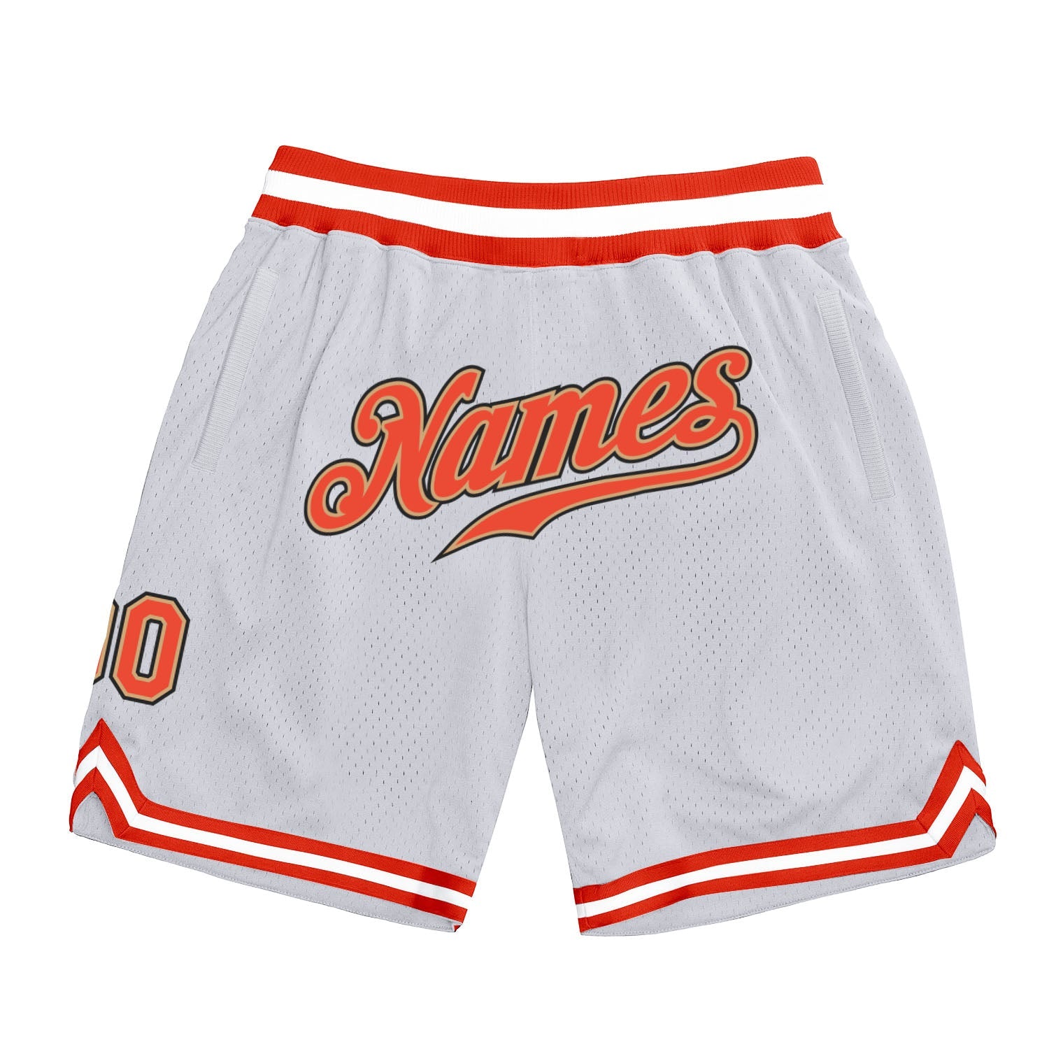 Custom White Orange-Old Gold Authentic Throwback Basketball Shorts - Main View