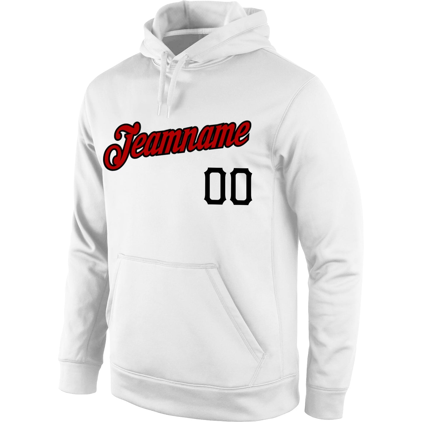 Custom Stitched White Red-Black Sports Pullover Sweatshirt Hoodie view 2