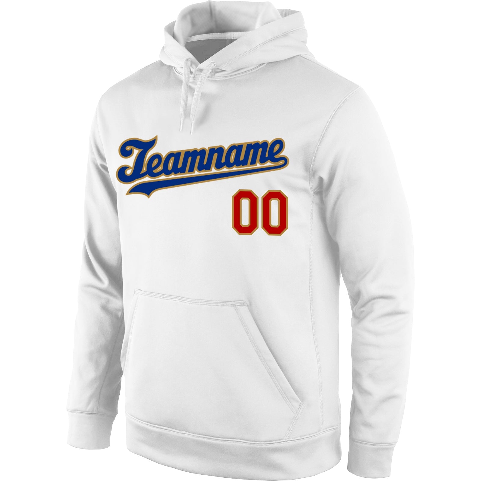 Custom Stitched White Royal-Old Gold Sports Pullover Sweatshirt Hoodie view 2