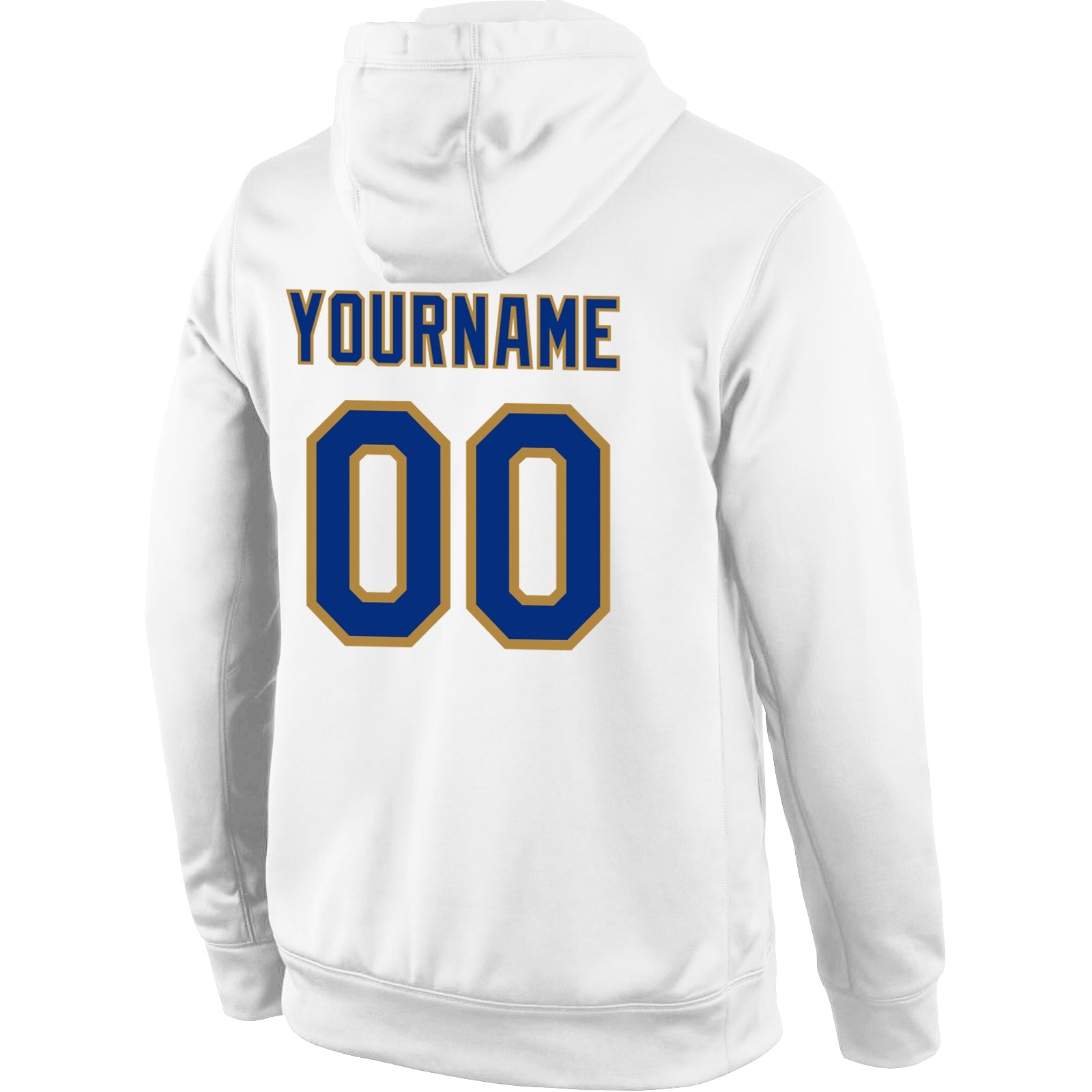 Custom Stitched White Royal-Old Gold Sports Pullover Sweatshirt Hoodie view 3