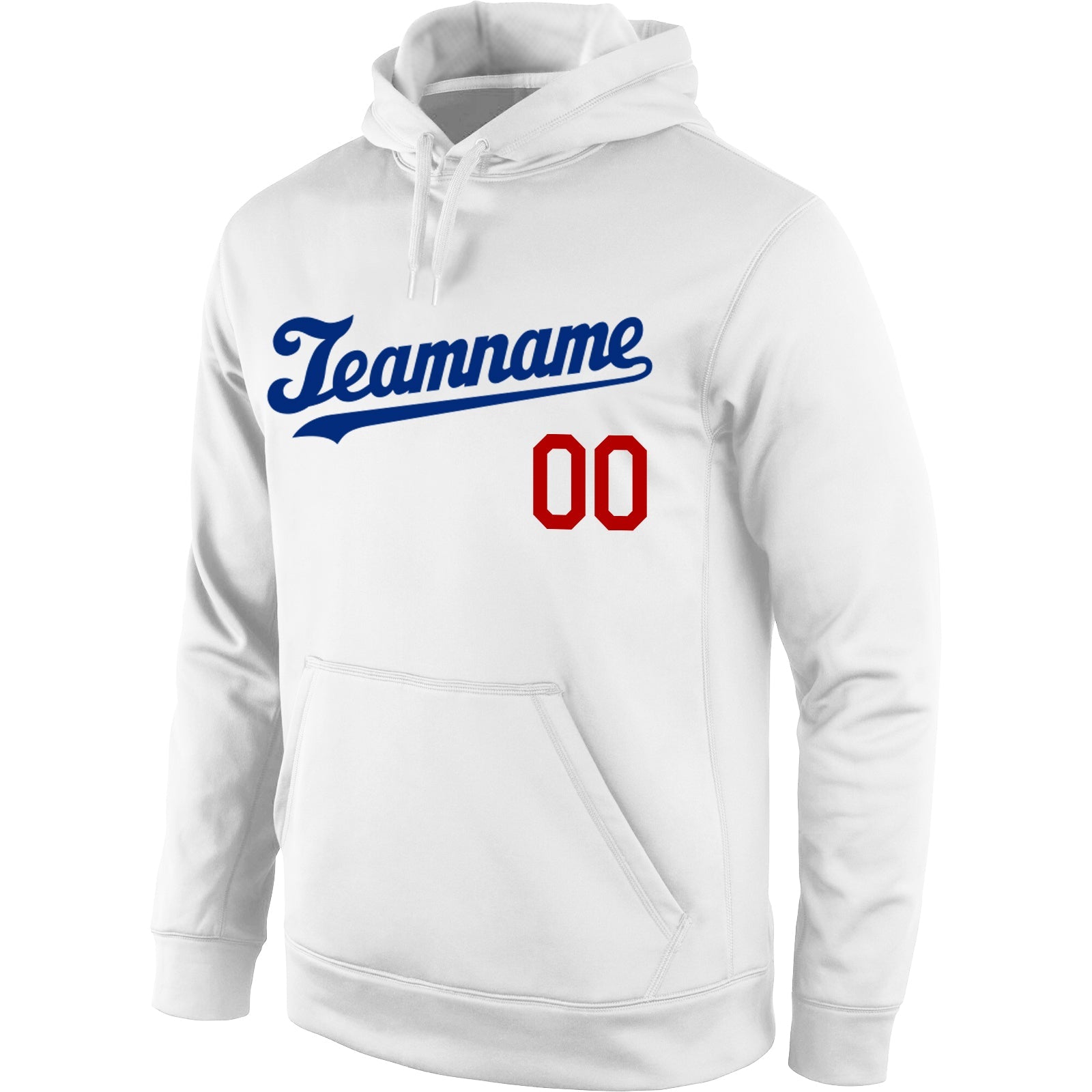 Custom Stitched White Royal-Red Sports Pullover Sweatshirt Hoodie view 2