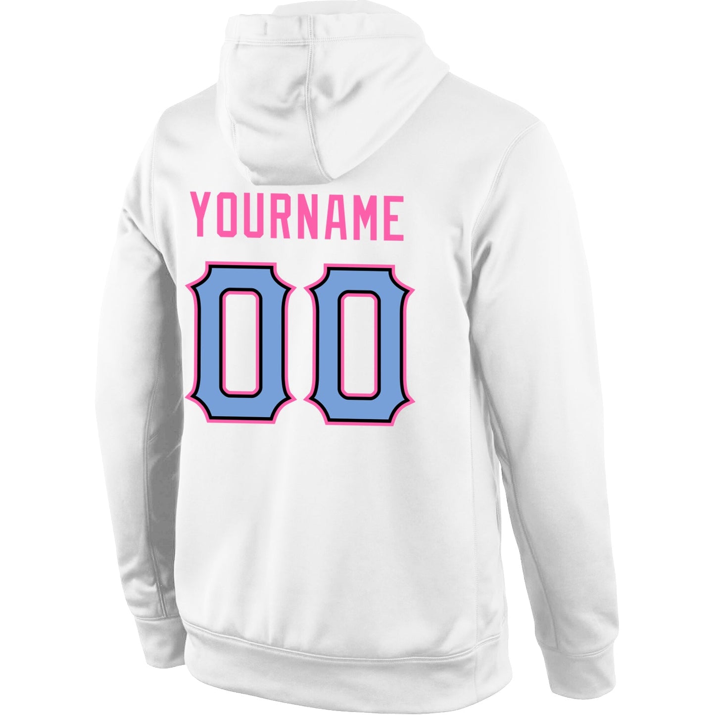 Custom Stitched White Light Blue-Pink Sports Pullover Sweatshirt Hoodie view 3