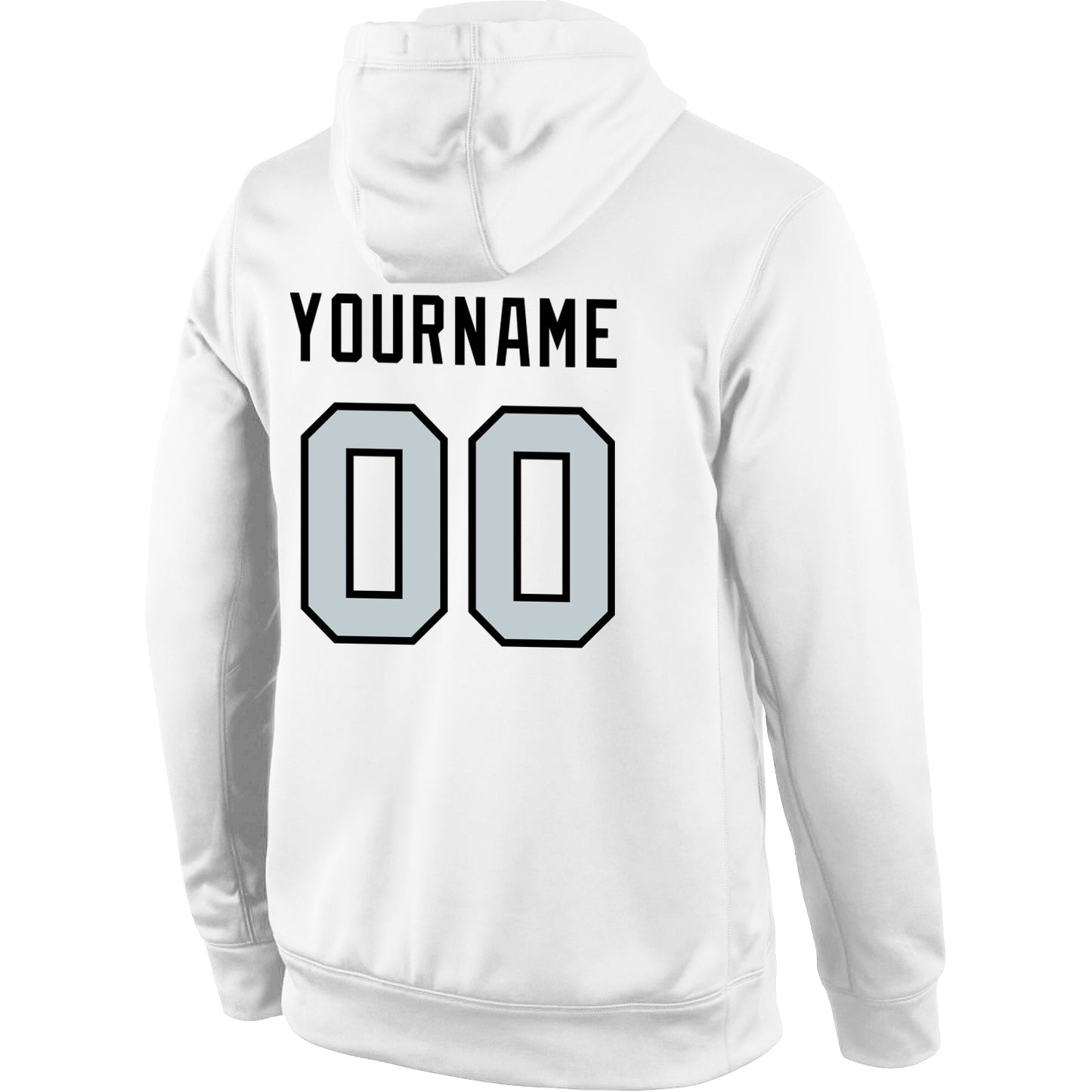 Custom Stitched White Silver-Black Sports Pullover Sweatshirt Hoodie view 3