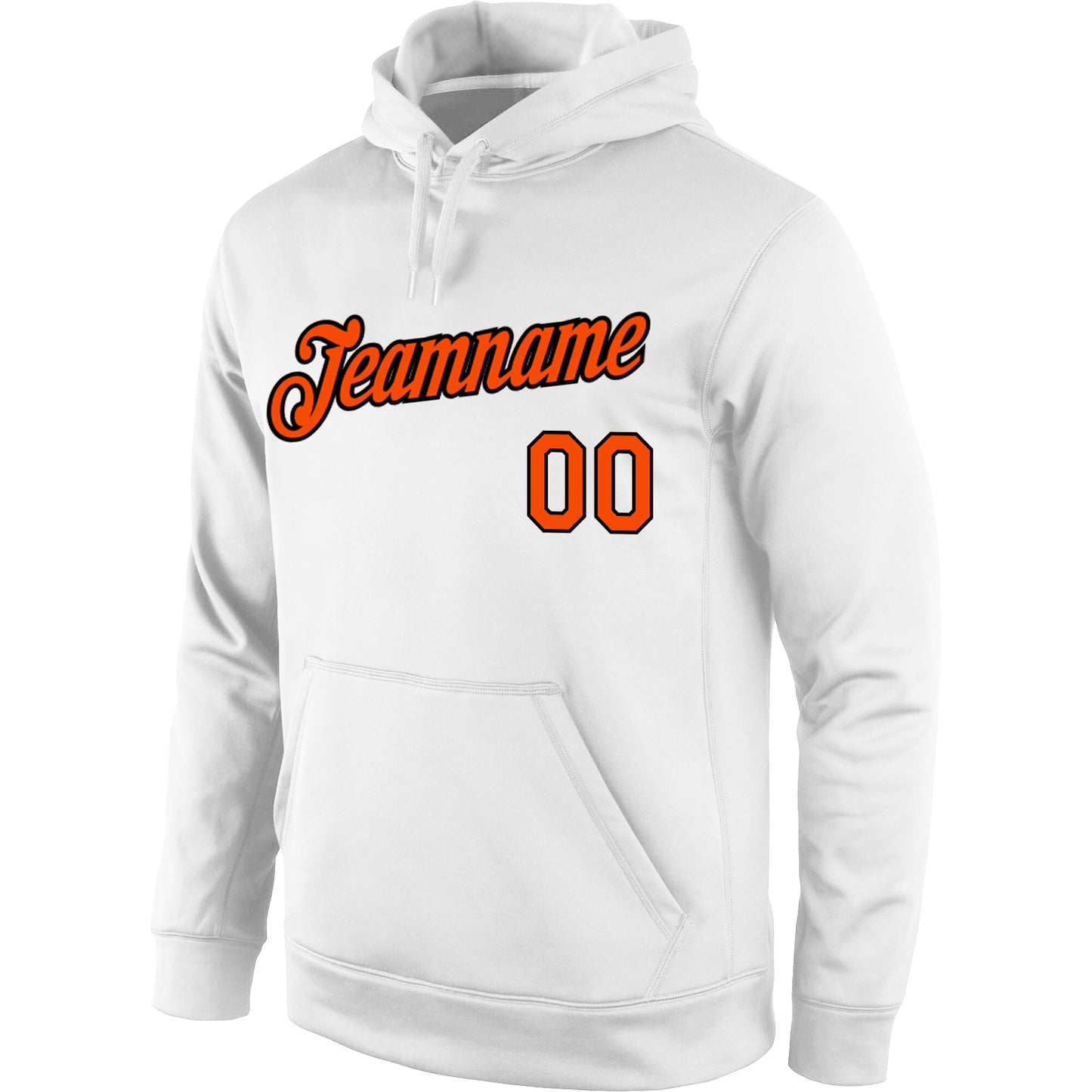 Custom Stitched White Orange-Black Sports Pullover Sweatshirt Hoodie view 2