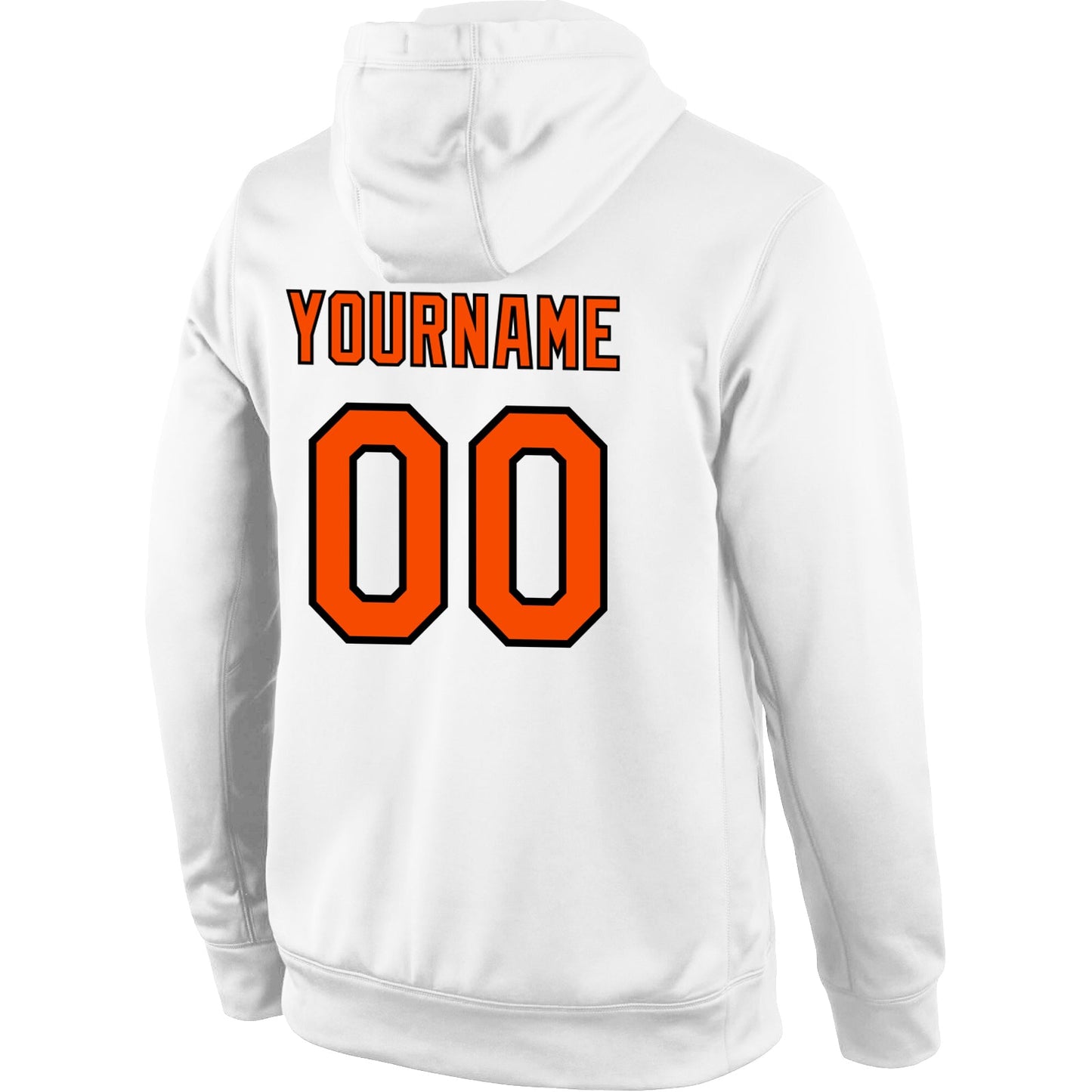 Custom Stitched White Orange-Black Sports Pullover Sweatshirt Hoodie view 3
