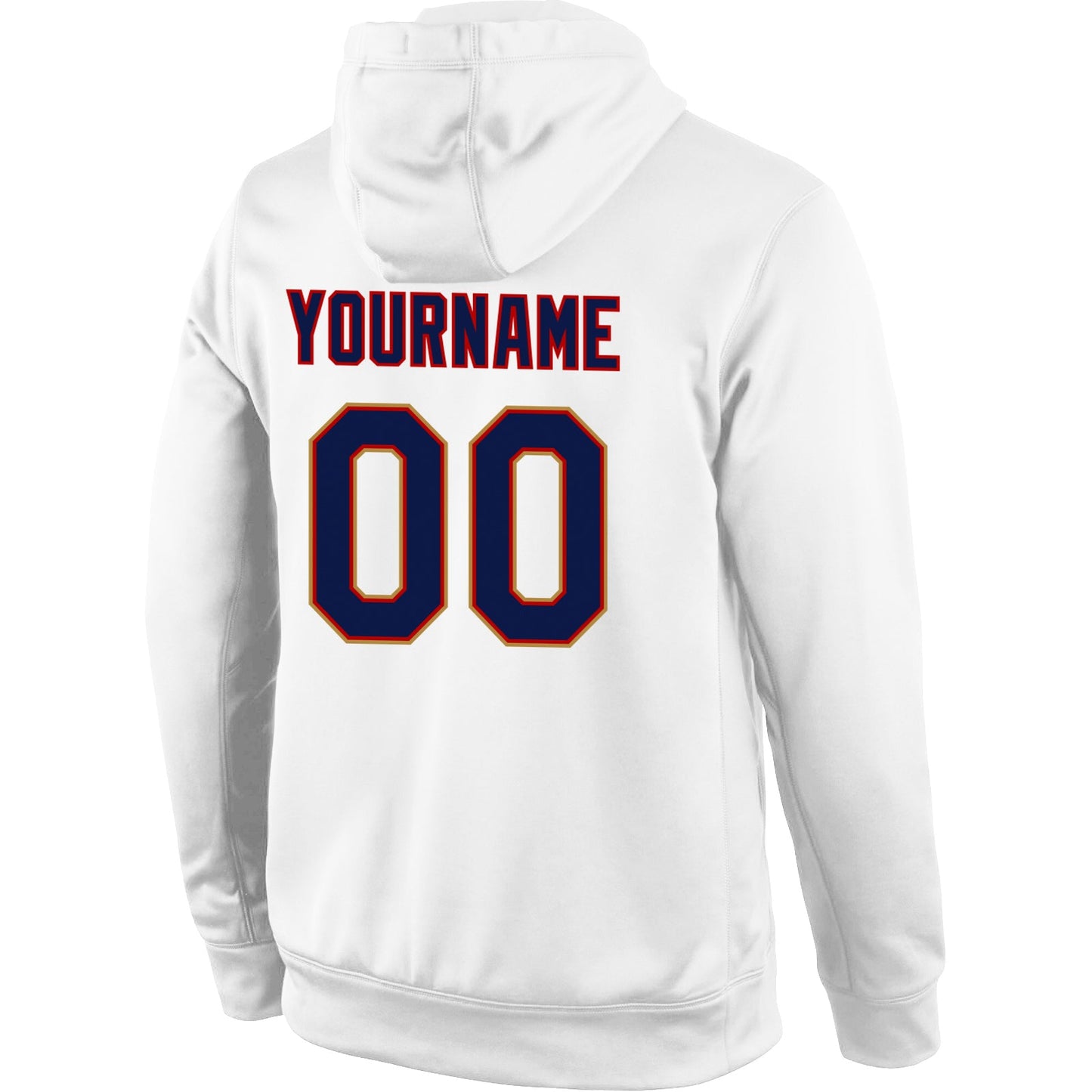 Custom Stitched White Navy-Old Gold Sports Pullover Sweatshirt Hoodie view 3