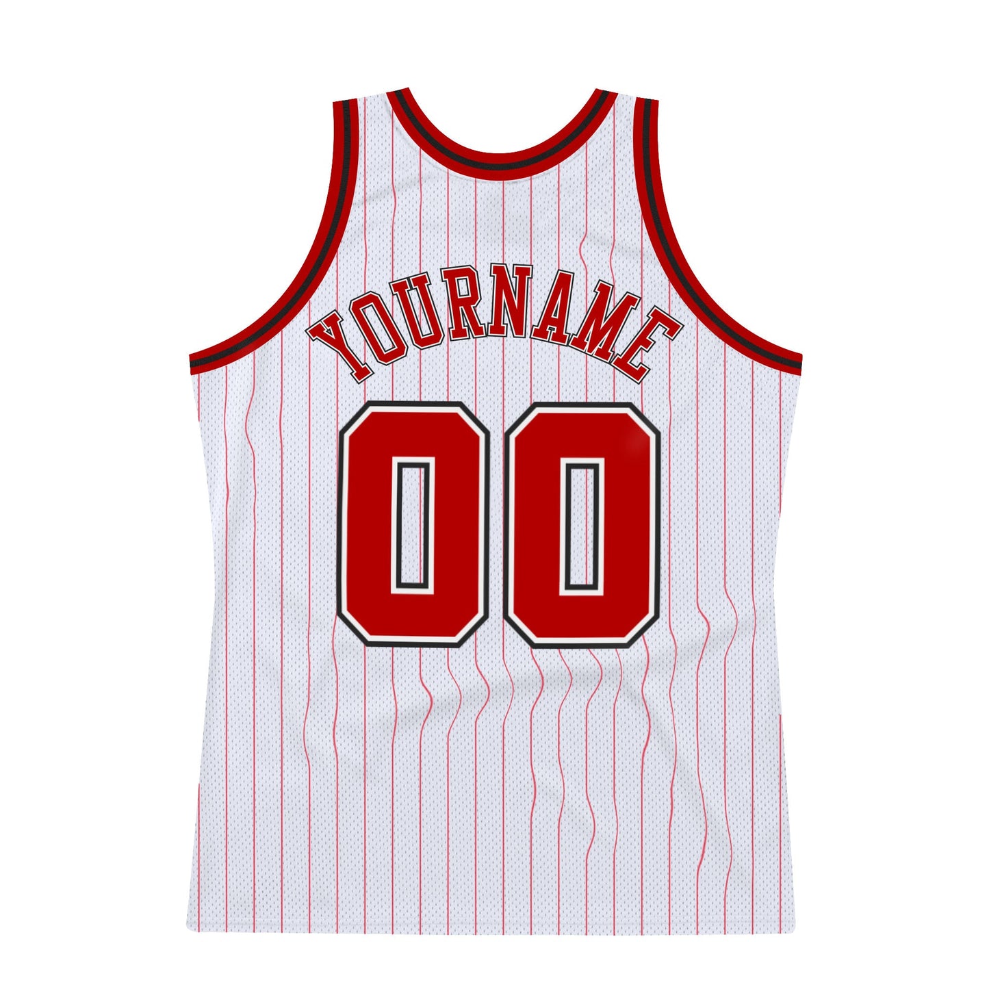 Custom White Red Pinstripe Red-Black Authentic Basketball Jersey view 6