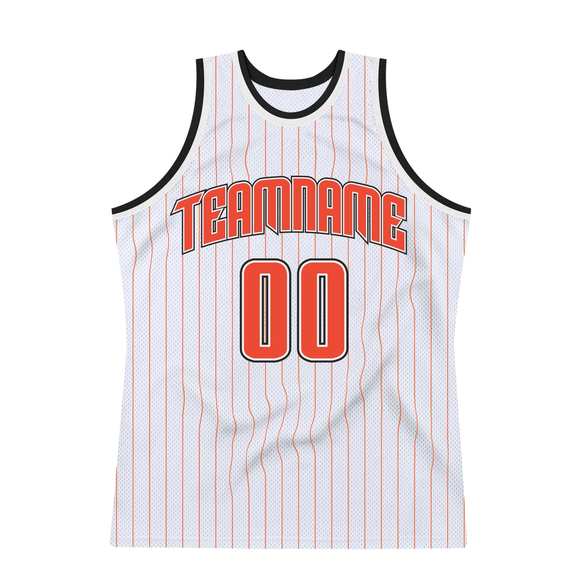 Custom White Orange Pinstripe Orange-Black Authentic Basketball Jersey view 5