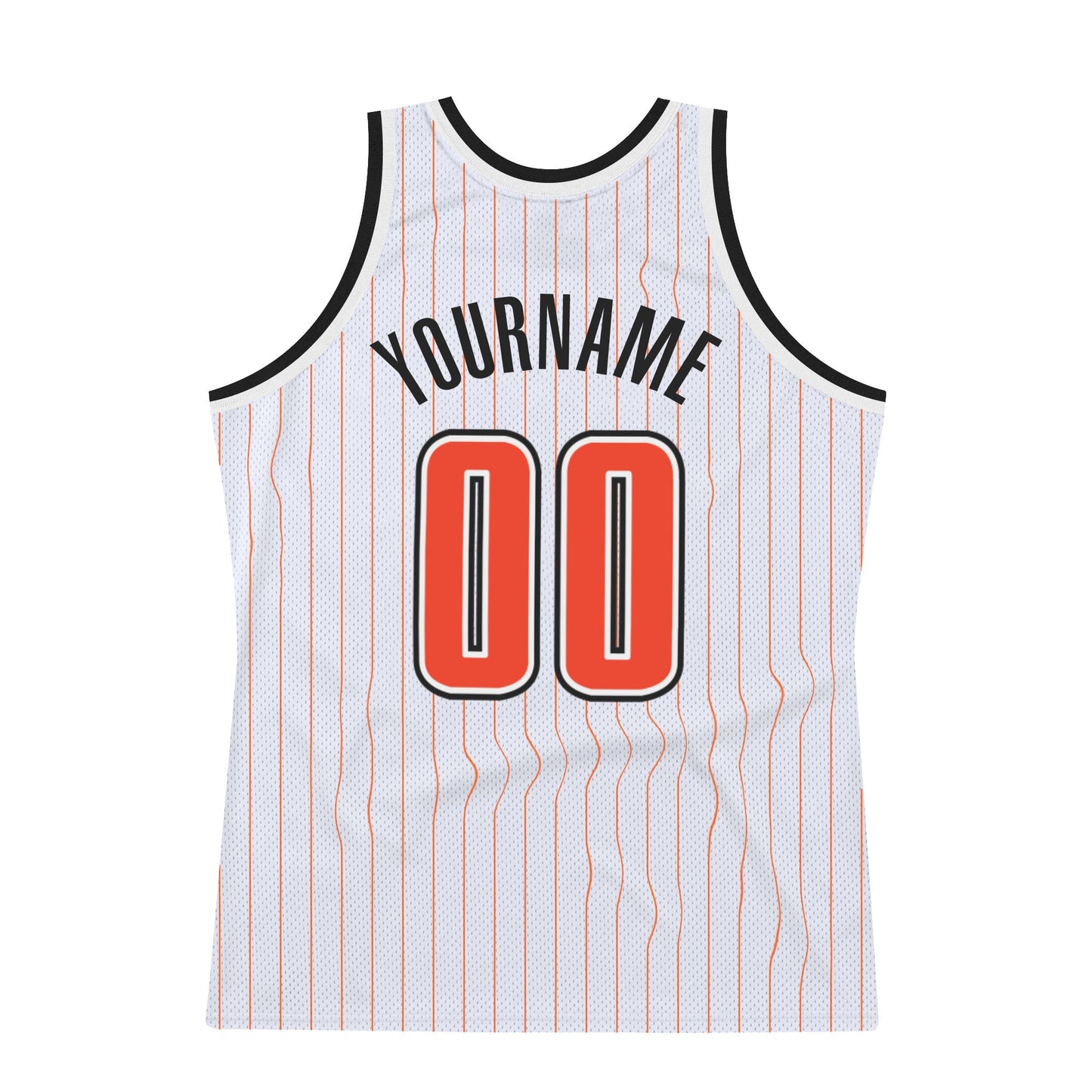 Custom White Orange Pinstripe Orange-Black Authentic Basketball Jersey view 6