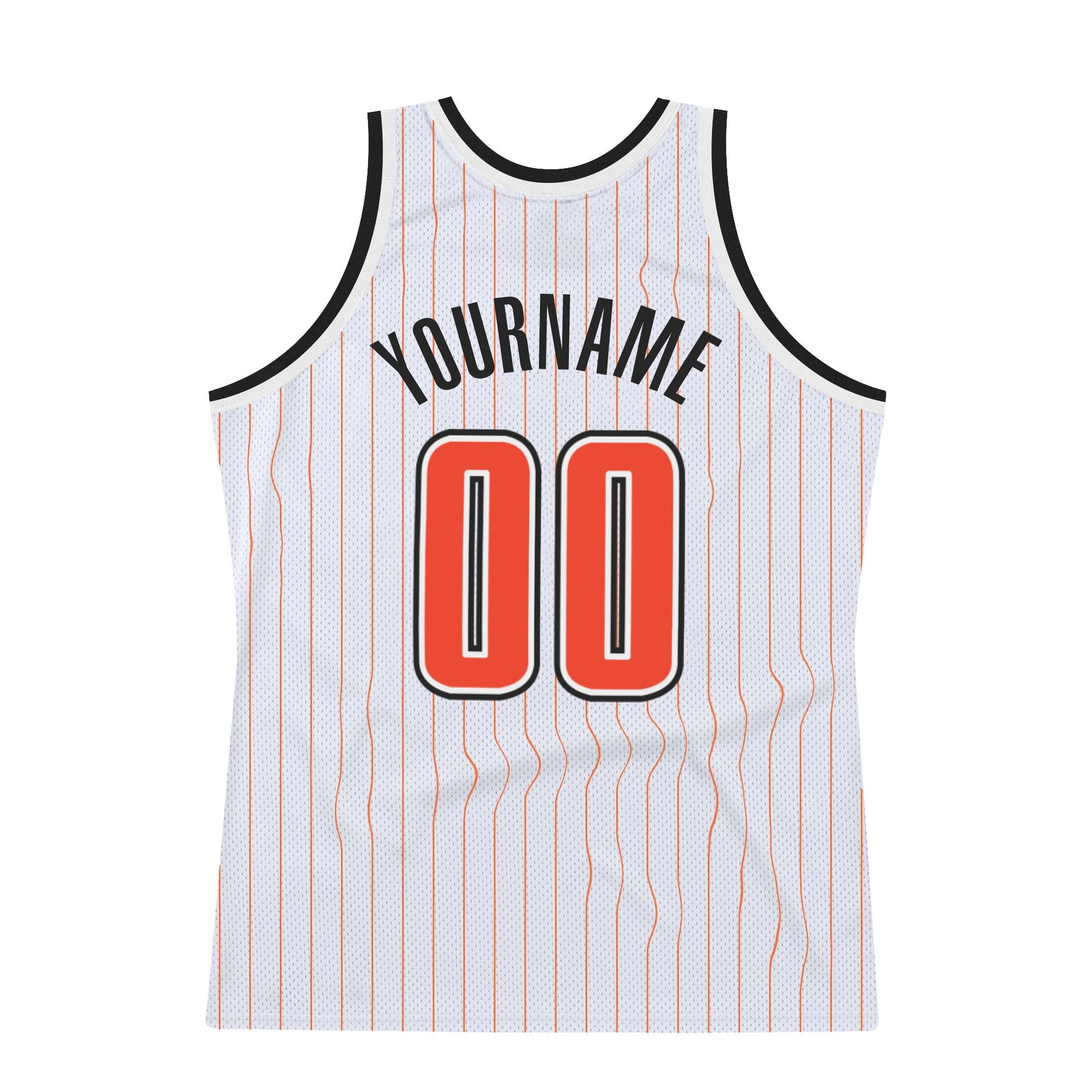 Custom White Orange Pinstripe Orange-Black Authentic Basketball Jersey view 6