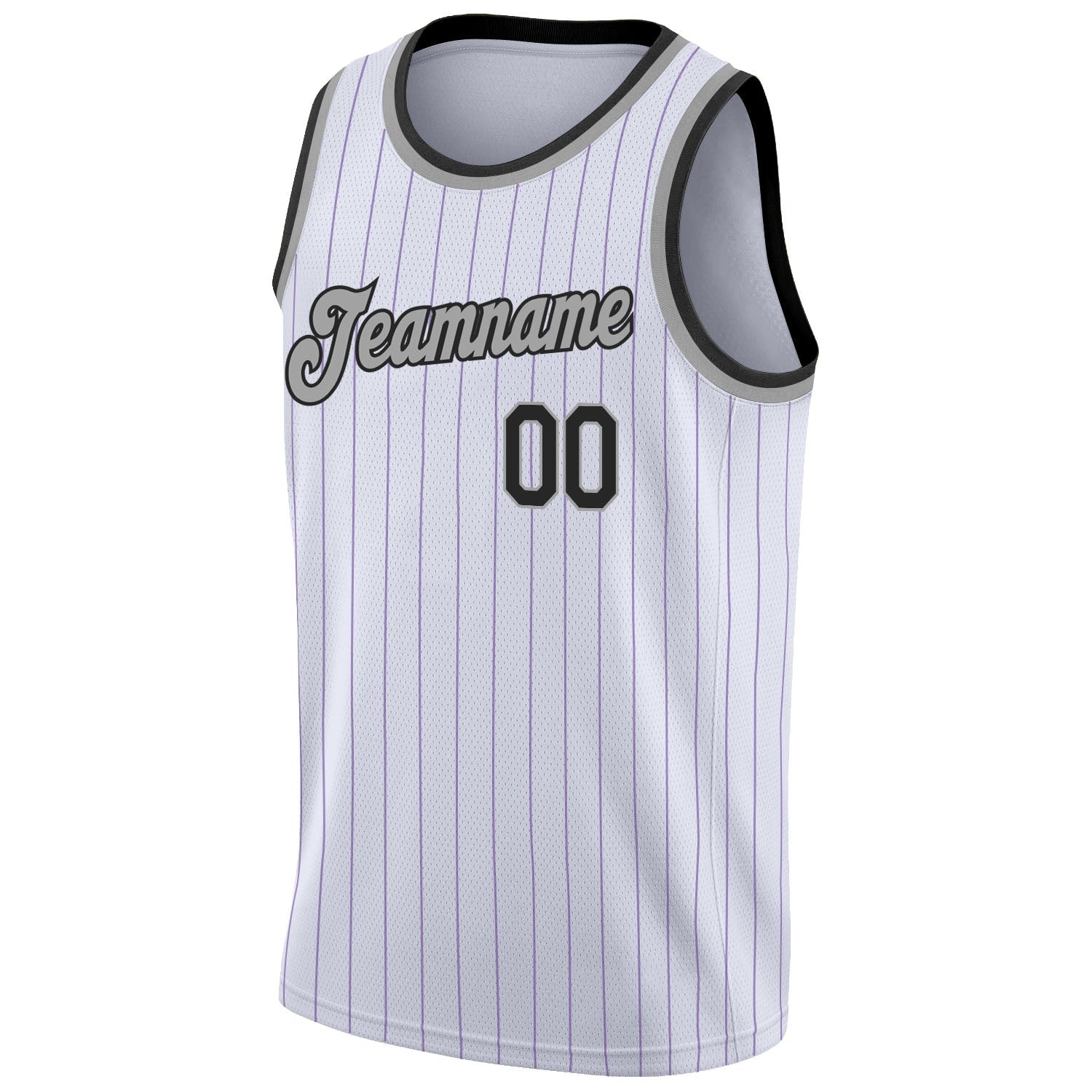 Custom White Purple Pinstripe Black-Gray Authentic Basketball Jersey view 5