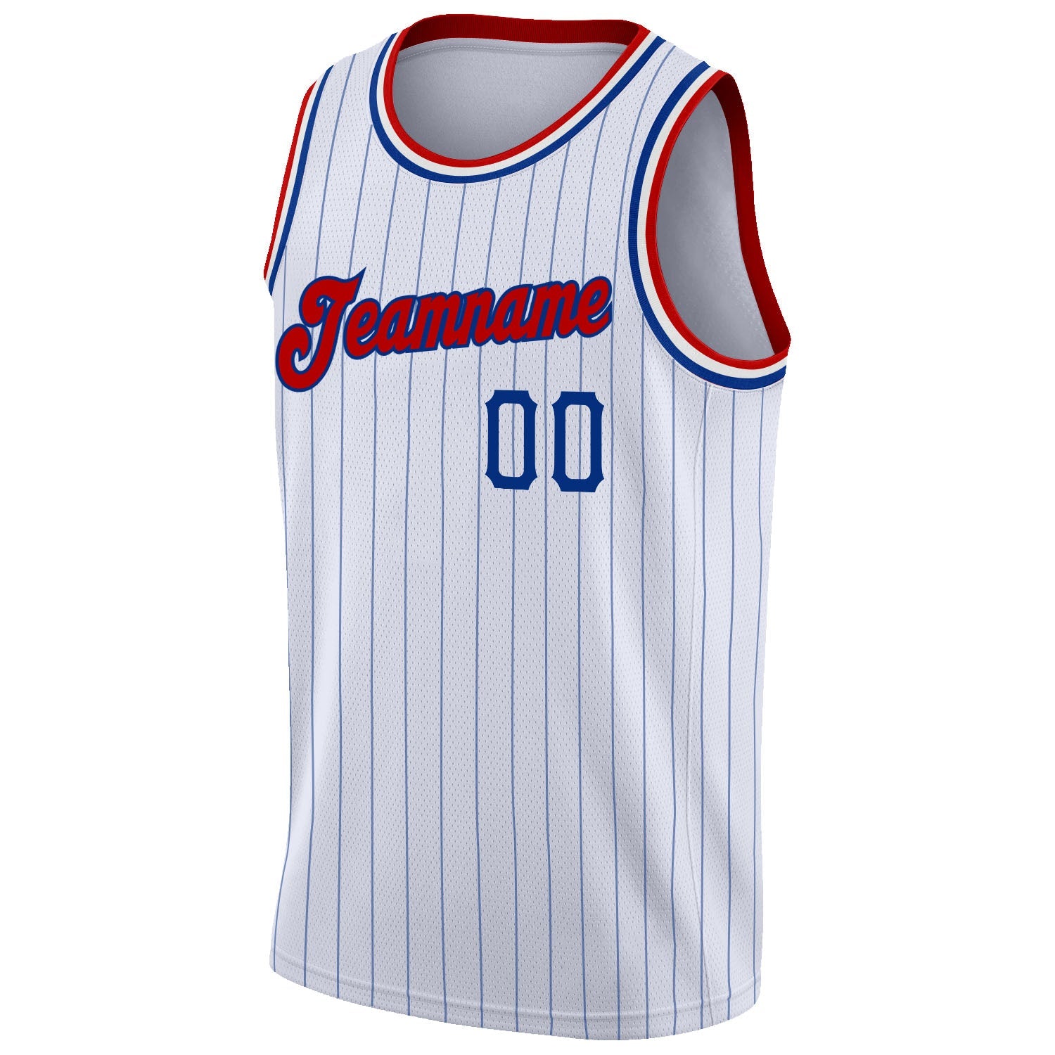 Custom White Royal Pinstripe Red-Royal Authentic Basketball Jersey view 5