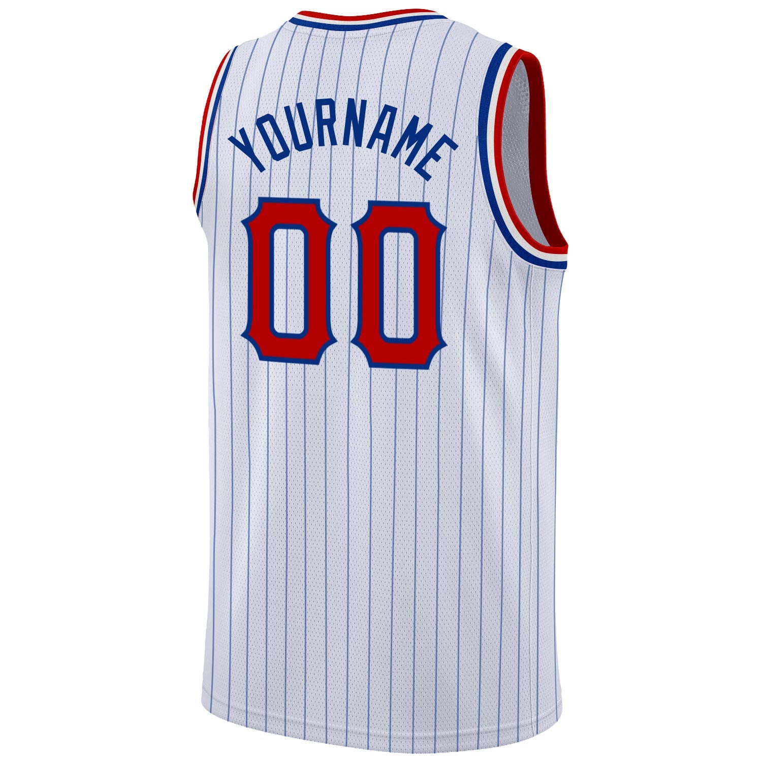 Custom White Royal Pinstripe Red-Royal Authentic Basketball Jersey view 6
