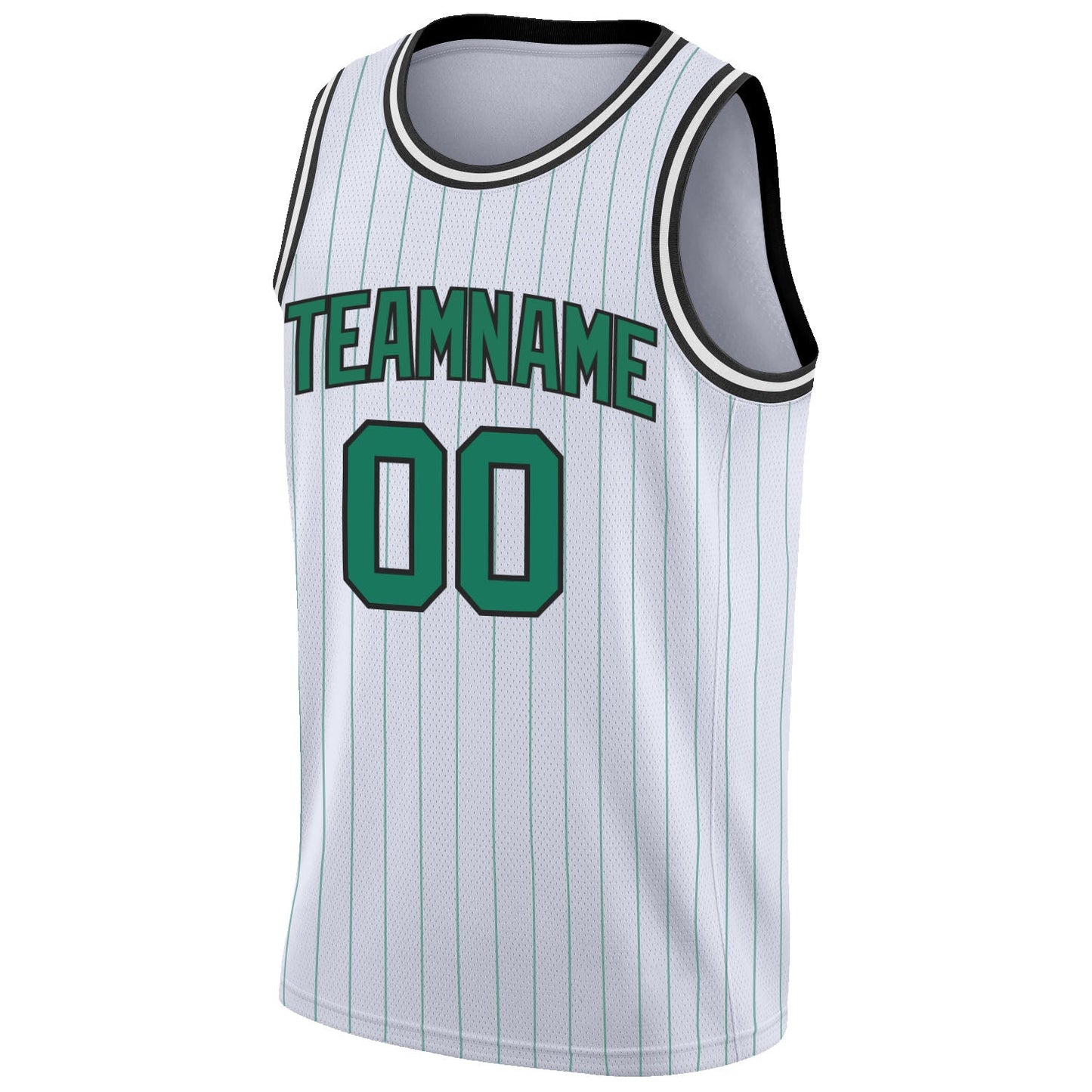Custom White Kelly Green Pinstripe Kelly Green-Black Authentic Basketball Jersey view 5