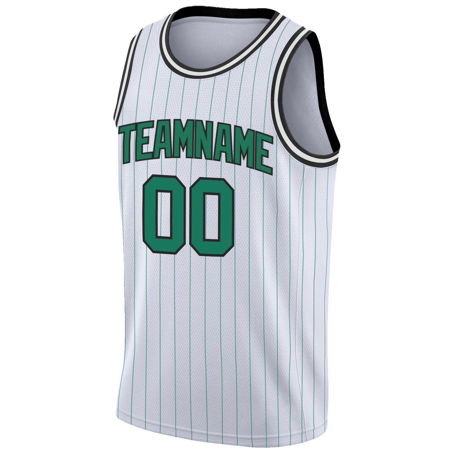 Custom White Kelly Green Pinstripe Kelly Green-Black Authentic Basketball Jersey view 5