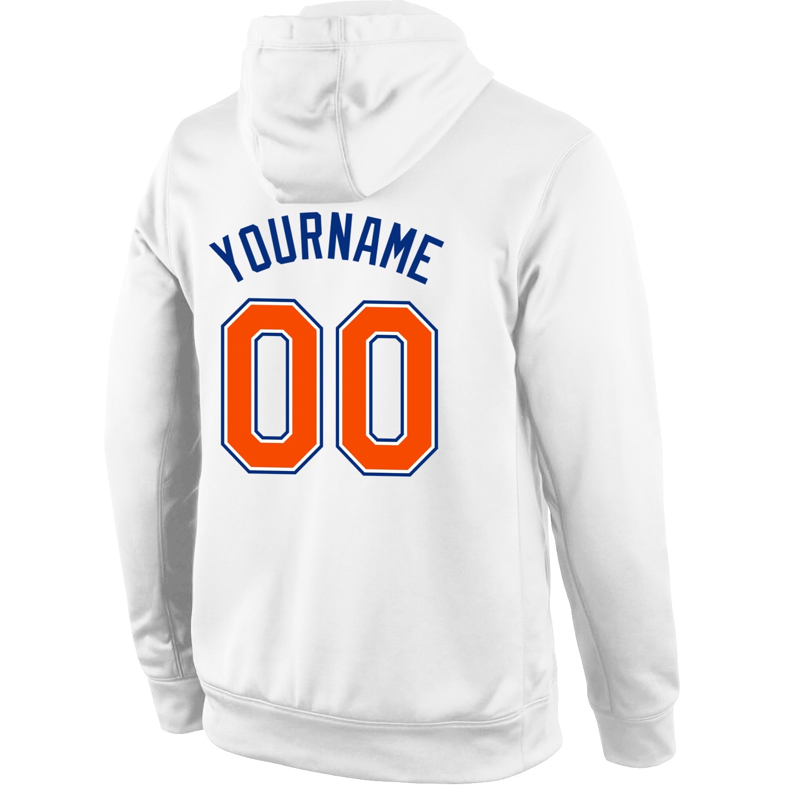 Custom Stitched White Orange-Royal Sports Pullover Sweatshirt Hoodie view 3
