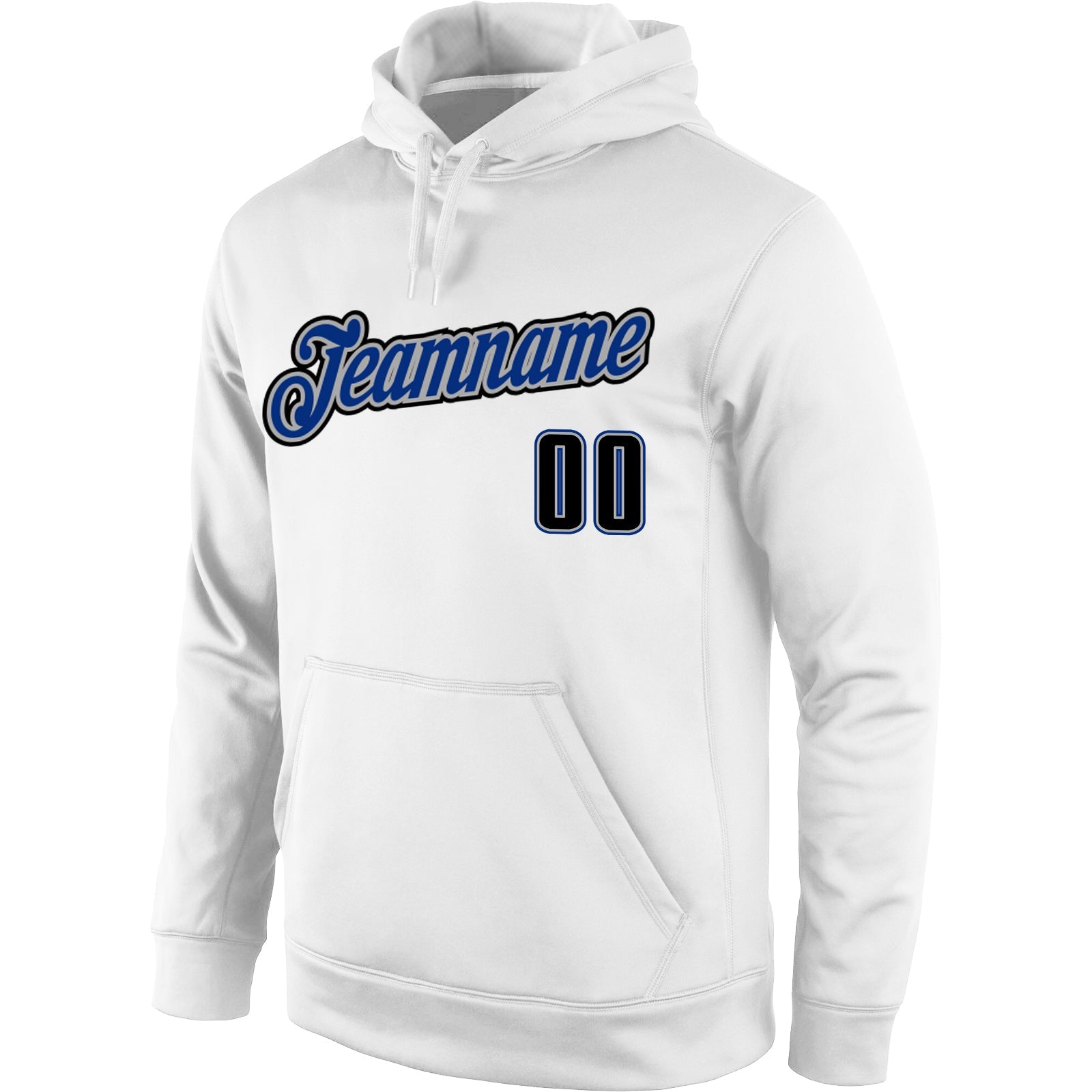 Custom Stitched White Black-Royal Sports Pullover Sweatshirt Hoodie view 2