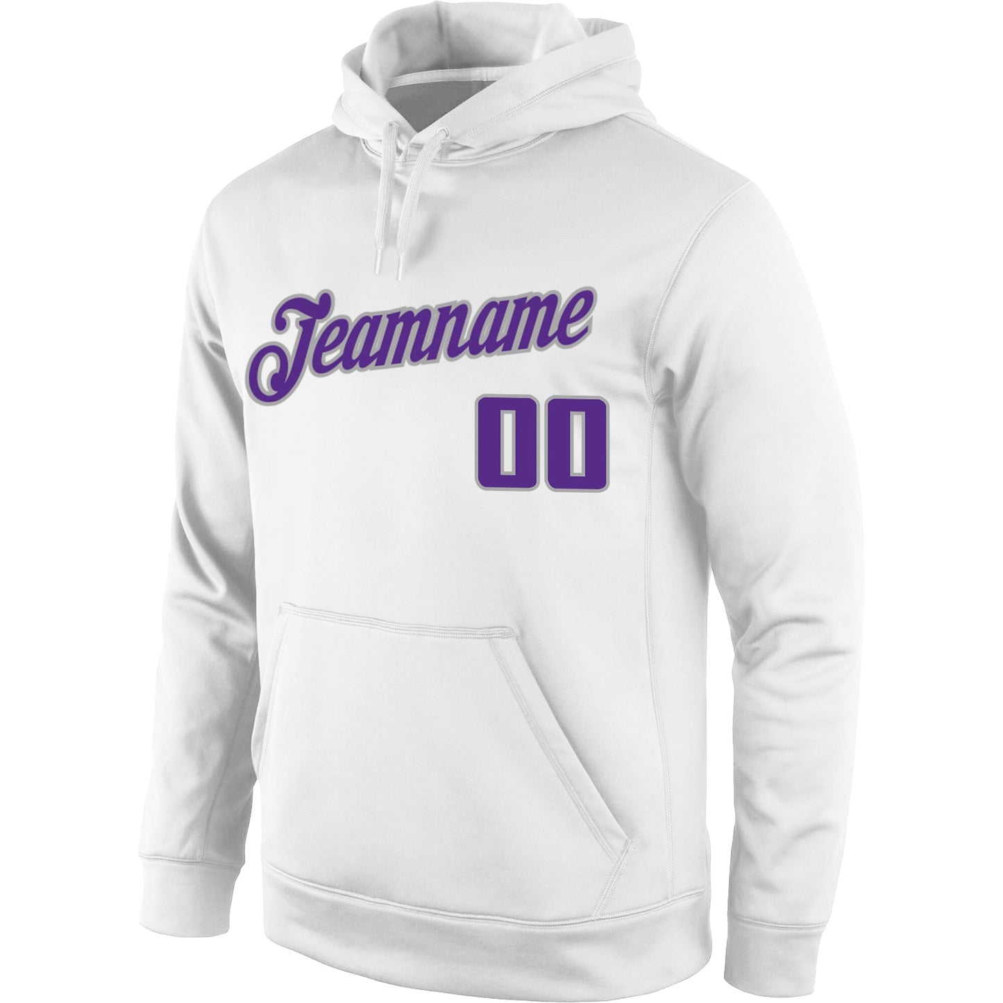 Custom Stitched White Purple-Gray Sports Pullover Sweatshirt Hoodie view 2