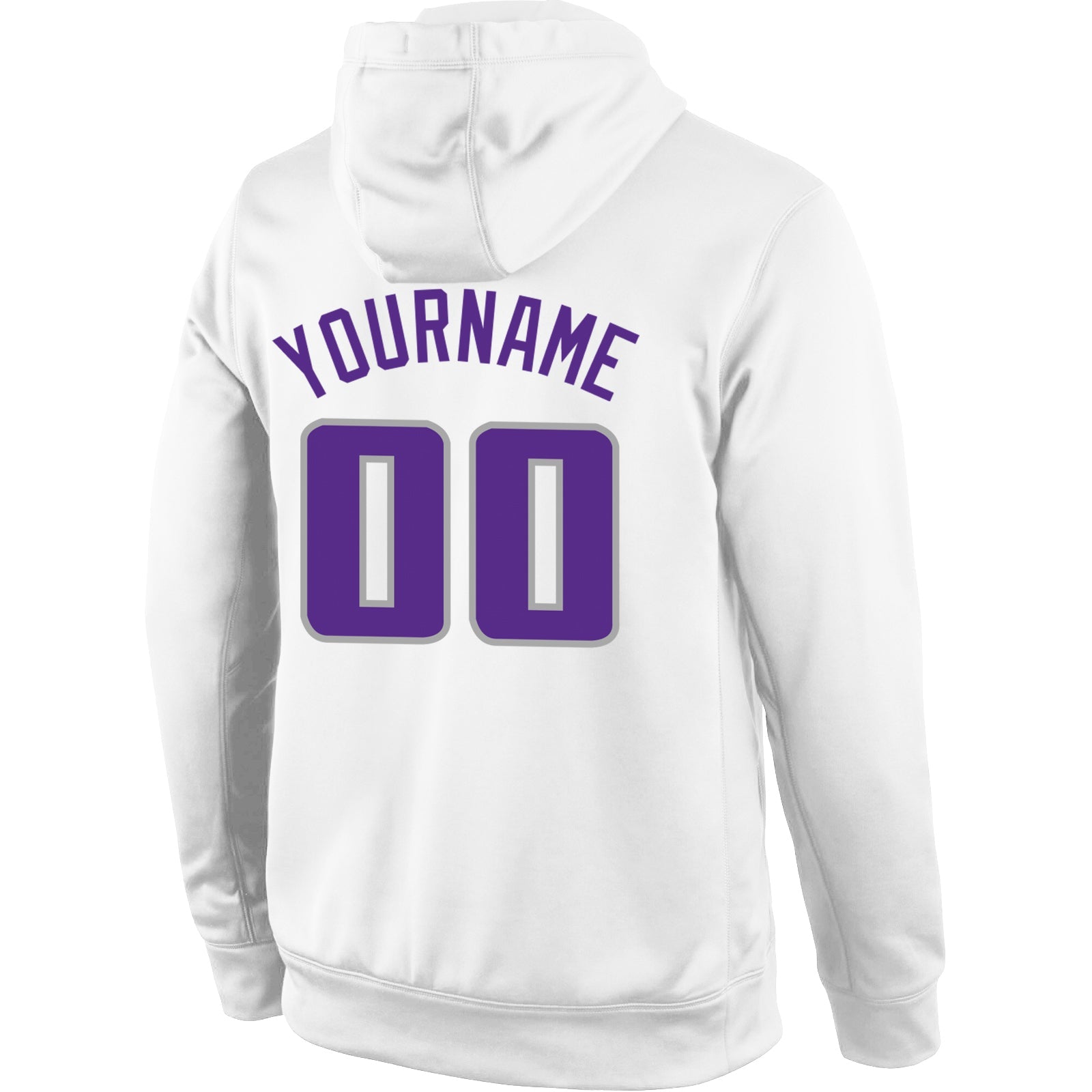 Custom Stitched White Purple-Gray Sports Pullover Sweatshirt Hoodie view 3
