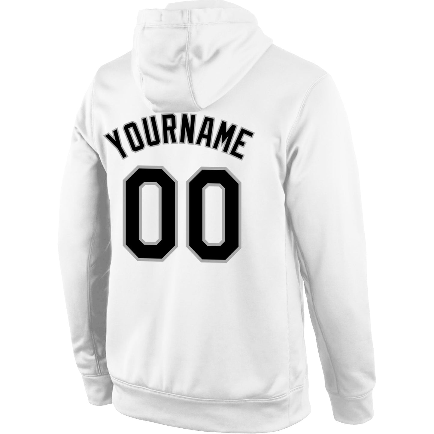 Custom Stitched White Black-Gray Sports Pullover Sweatshirt Hoodie view 3
