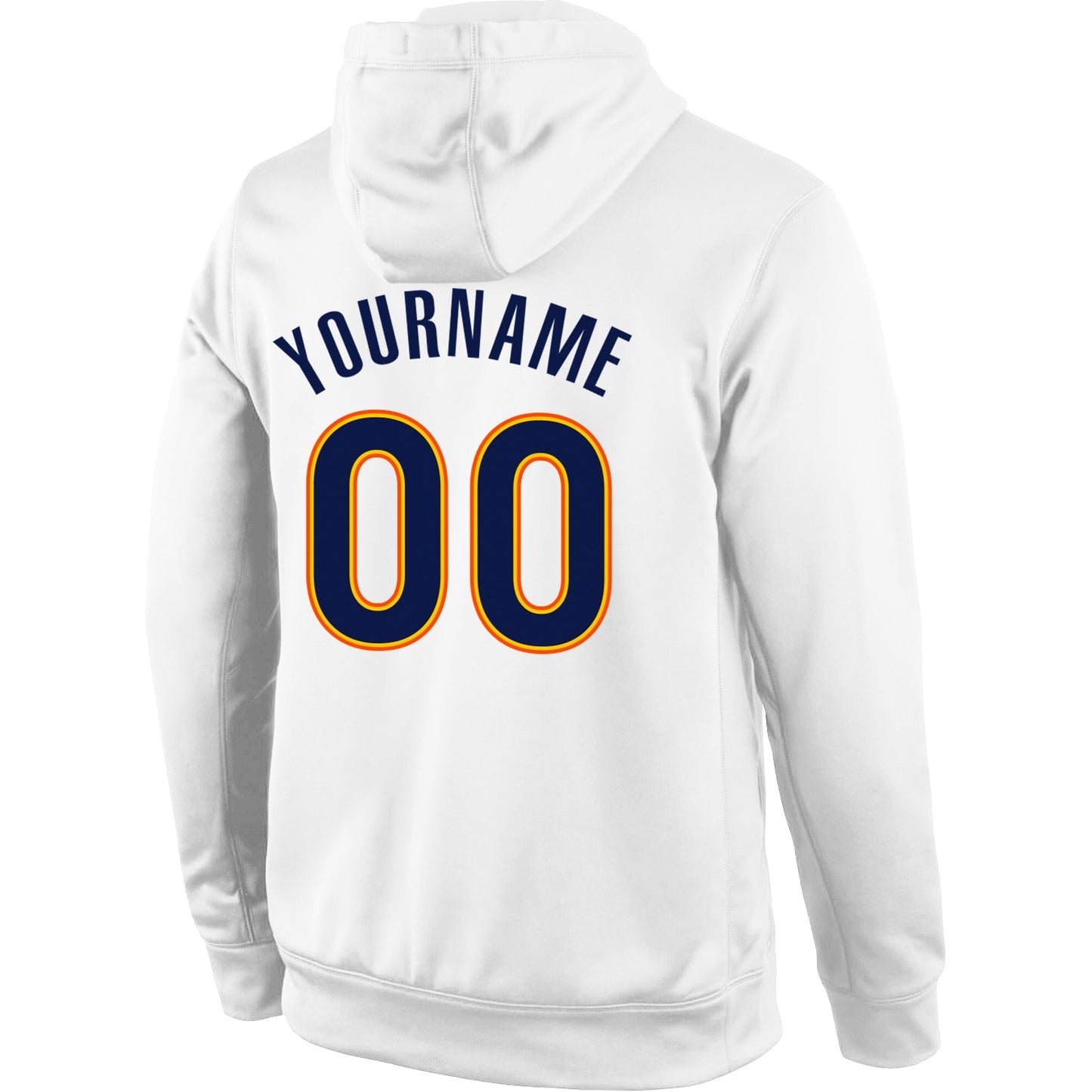 Custom Stitched White Navy-Gold Sports Pullover Sweatshirt Hoodie view 3