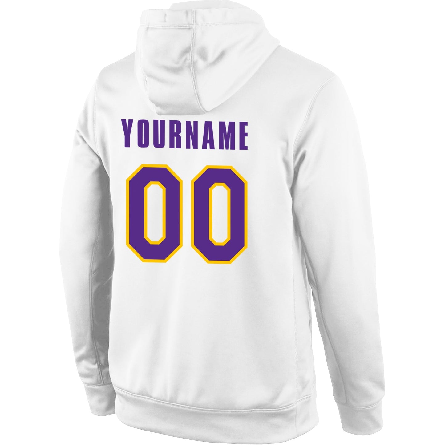 Custom Stitched White Purple-Gold Sports Pullover Sweatshirt Hoodie view 3