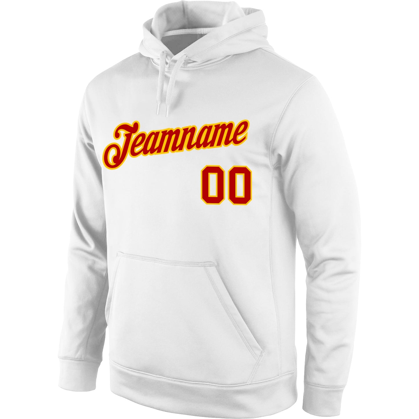 Custom Stitched White Red-Gold Sports Pullover Sweatshirt Hoodie view 2