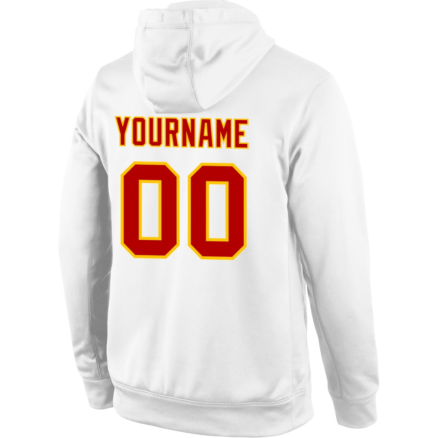 Custom Stitched White Red-Gold Sports Pullover Sweatshirt Hoodie view 3