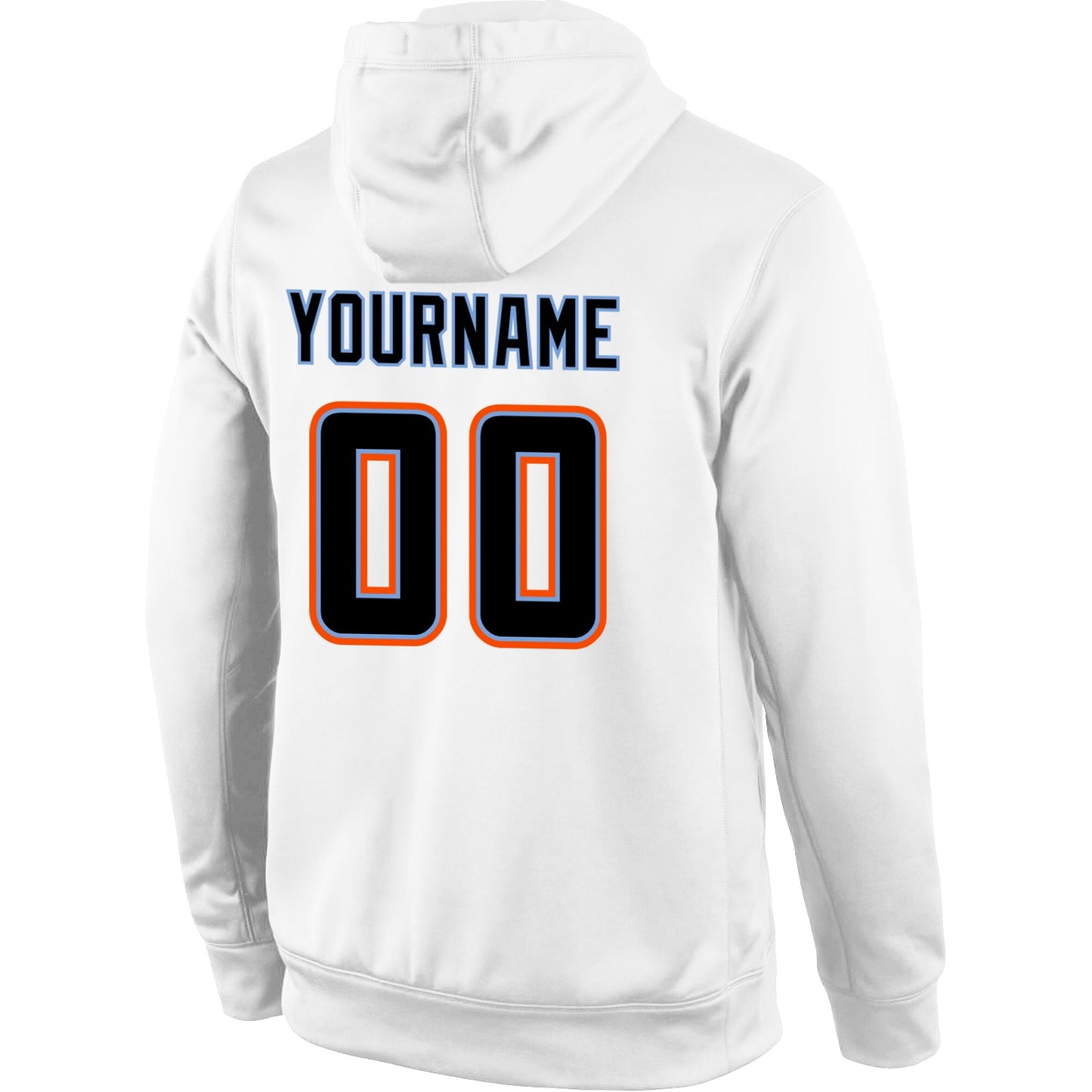 Custom Stitched White Black-Orange Sports Pullover Sweatshirt Hoodie view 3