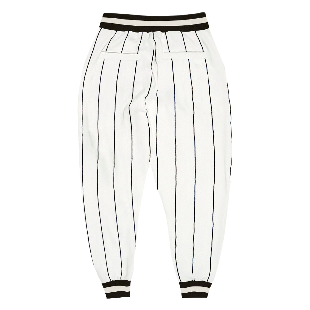 Custom White Black Pinstripe Black-White Sports Pants view 2
