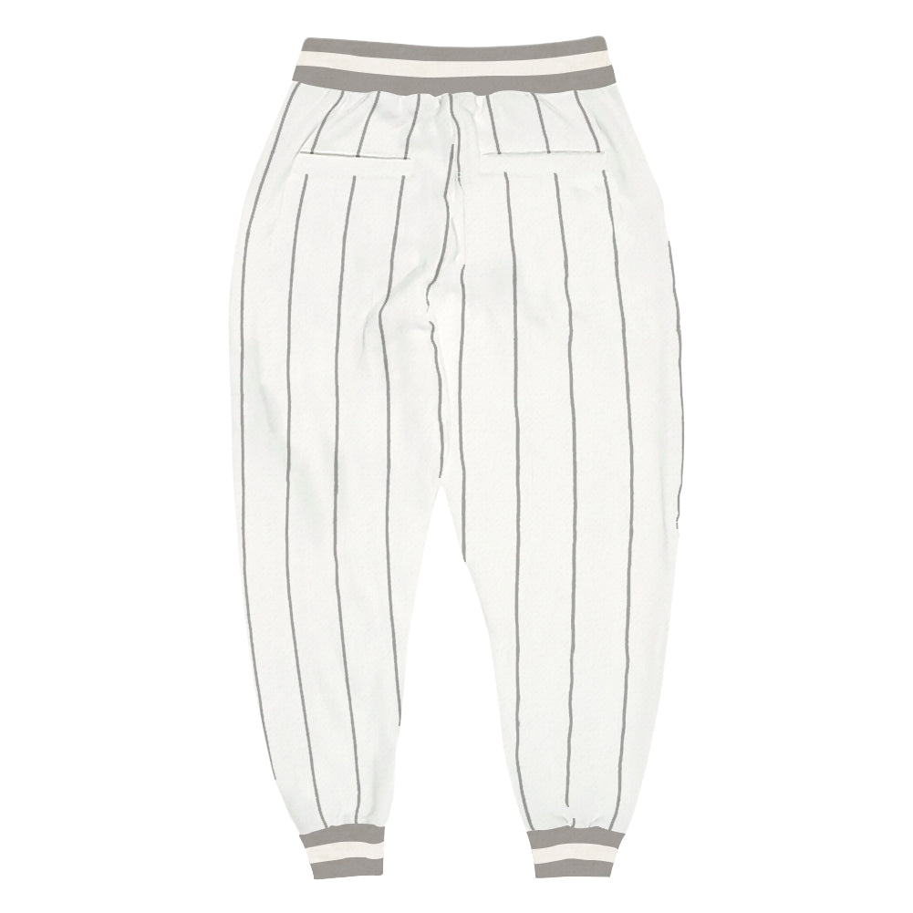 Custom White Gray Pinstripe Gray-White Sports Pants view 2