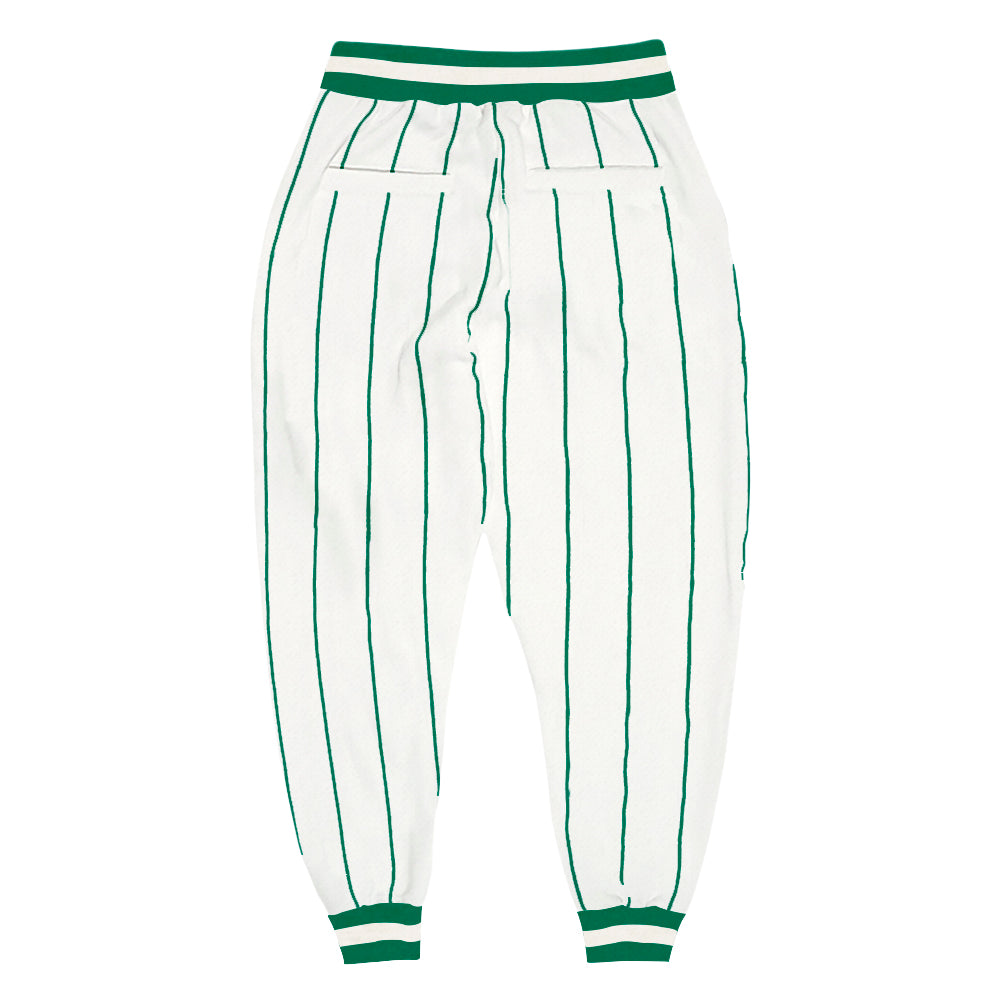 Custom White Kelly Green Pinstripe Kelly Green-White Sports Pants view 2