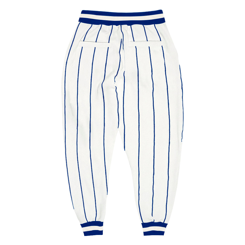 Custom White Royal Pinstripe Royal-White Sports Pants view 2