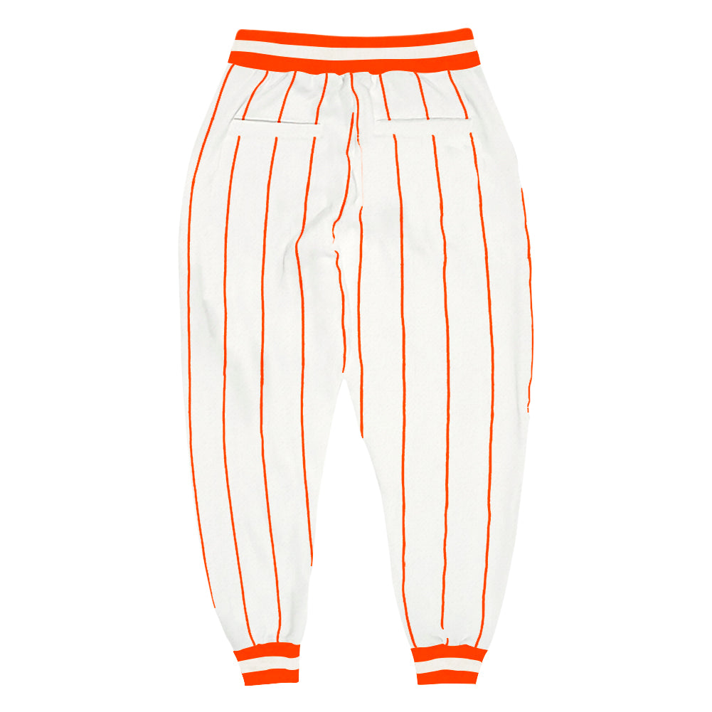 Custom White Orange Pinstripe Orange-White Sports Pants view 2