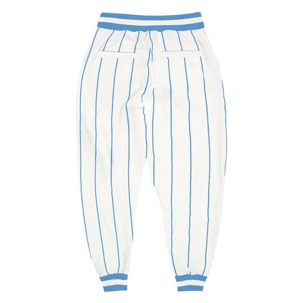 Custom White Light Blue Pinstripe Light Blue-White Sports Pants view 2